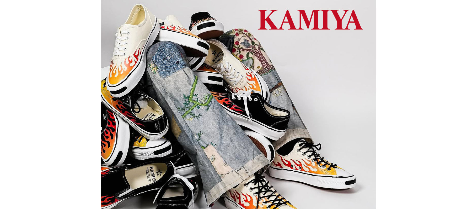 クラシックに火を灯す。KAMIYAの“FIRE PATTERN”スニーカー