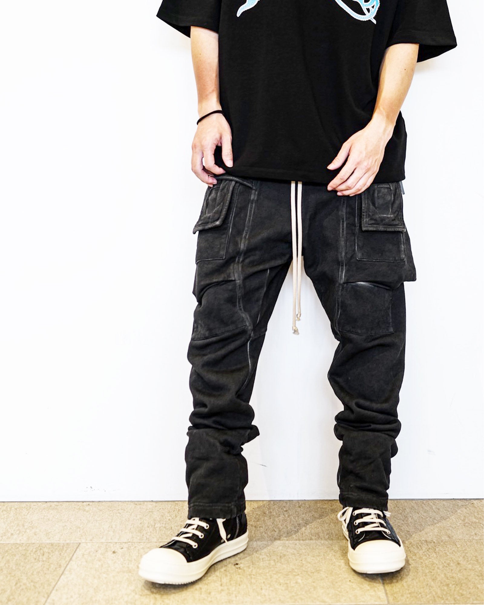 RICK OWENS DRKSHDW・リックオウエンス ダークシャドウ - カーゴパンツ CREATCH CARGO DRAWSTRING / FADED BLACK