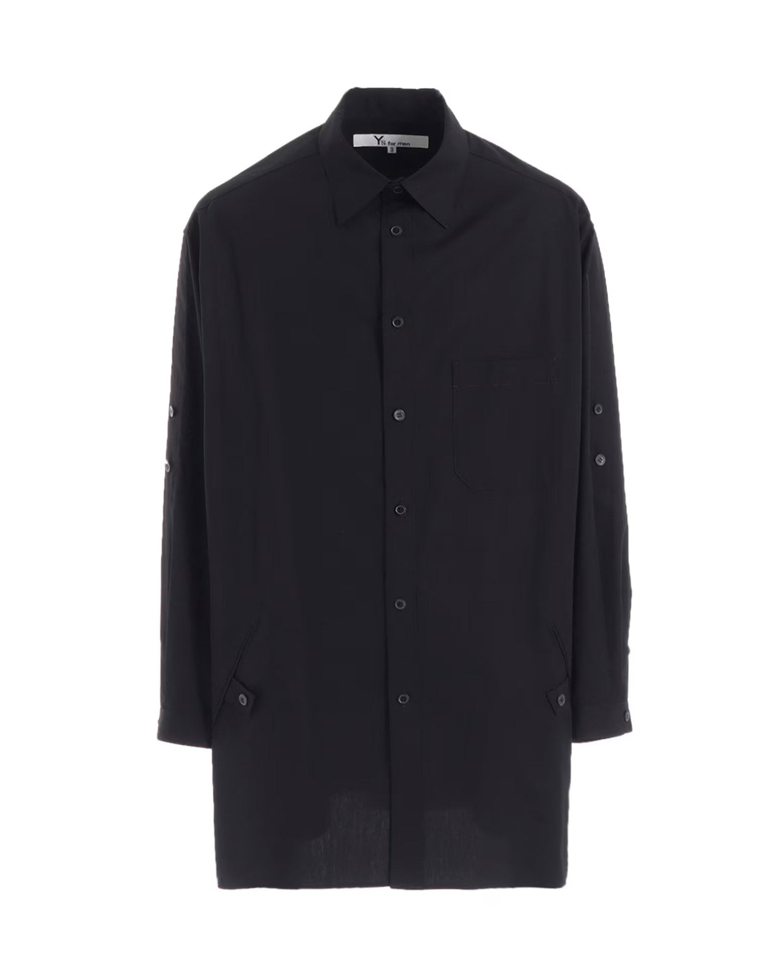 100/2 BROAD SHIRT WITH TAB DETAIL / BLACK