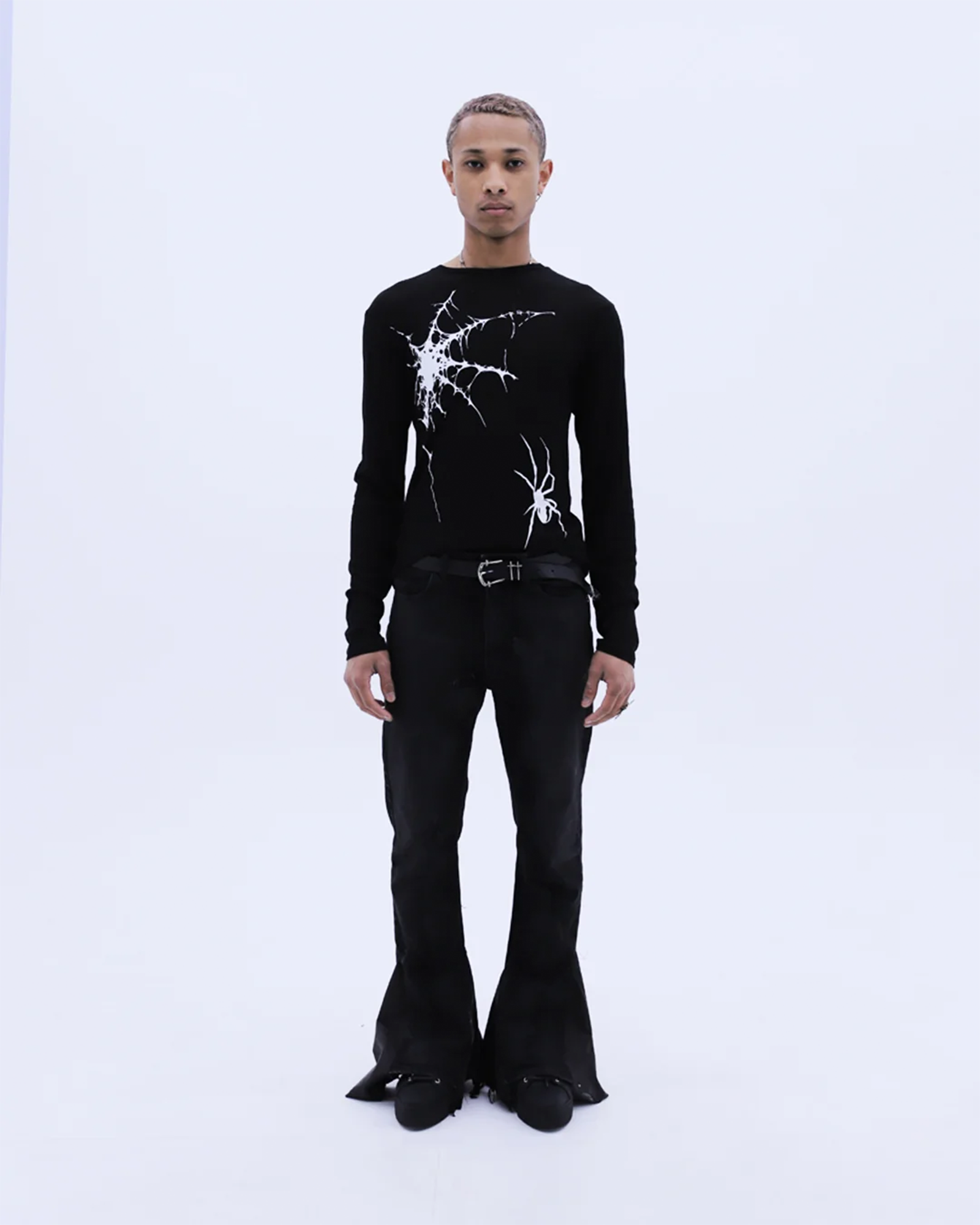LAST NEST・ラストネスト - L/S Tシャツ SPIDER WEB SEE-THROUGH L/S T-SHIRT / BLACK