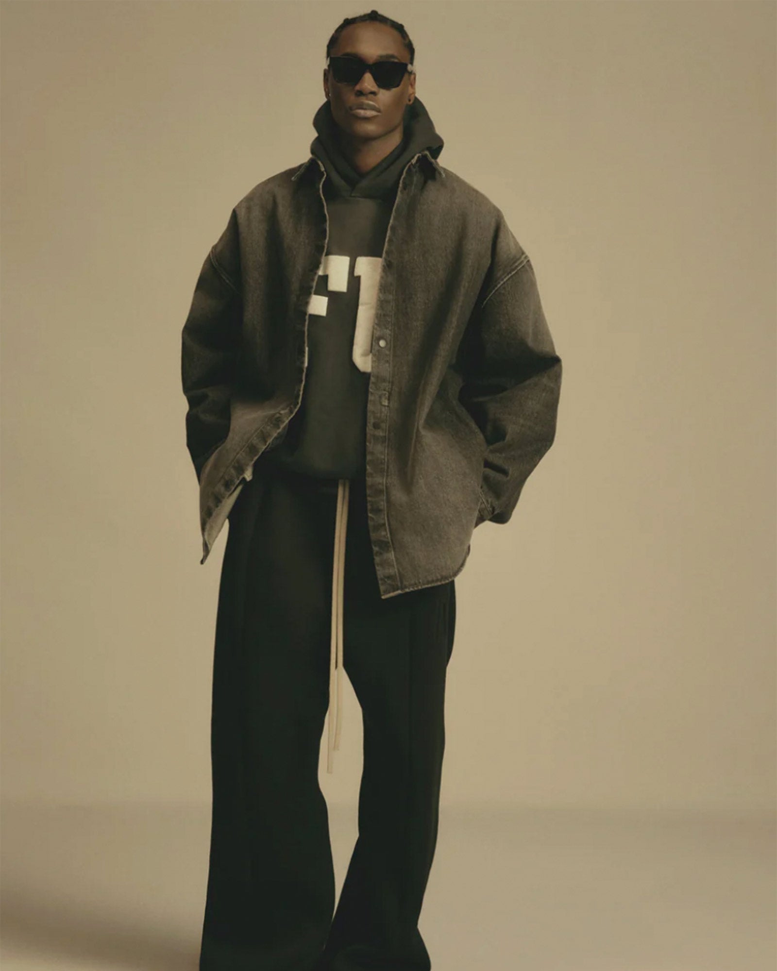 FEAR OF GOD・フィア オブ ゴット - シャツ SNAP FRONT DENIM OVERSHIRT / BLACK