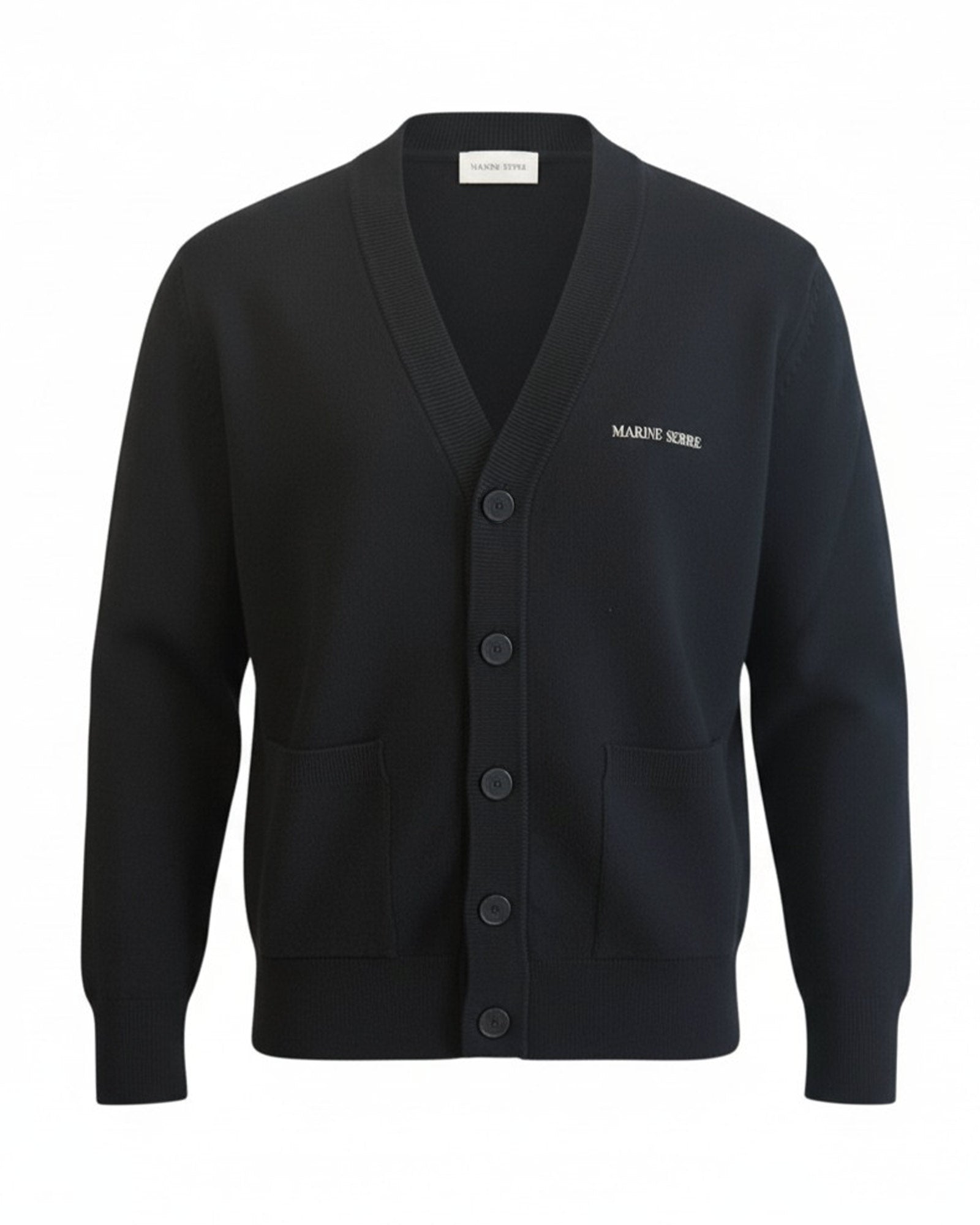 MERINO WOOL KNIT MAXI CARDIGAN / BLACK