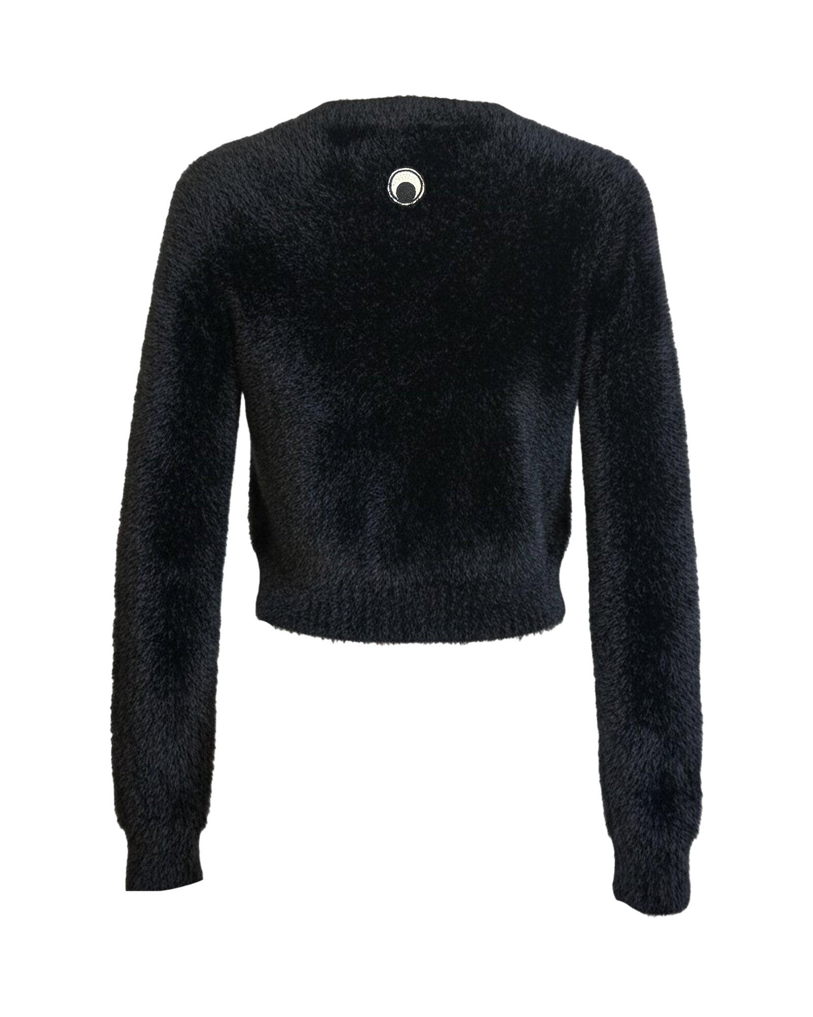 Marine Serre・marine cell -  WILD FLUFFY KNIT FITTED CREWNECK SWEATER / BLACK