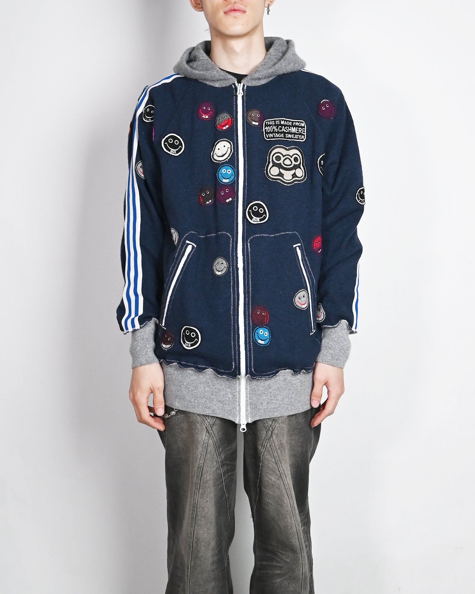 A LOVE MOVEMENT・ア・ラブ・ムーブメント - パーカー・フーディ ALM RECYCLE CASHMERE ZIPUP HOODIE / NAVY