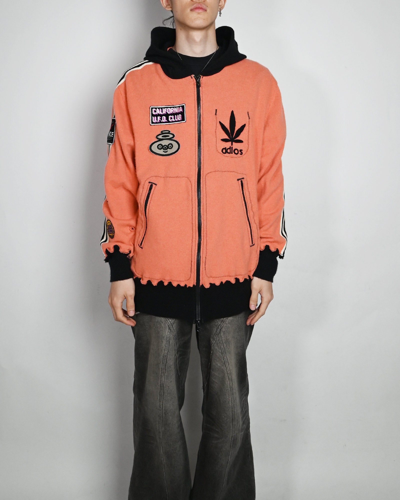 A LOVE MOVEMENT・ア・ラブ・ムーブメント - パーカー・フーディ ALM RECYCLE CASHMERE ZIPUP HOODIE / ORANGE