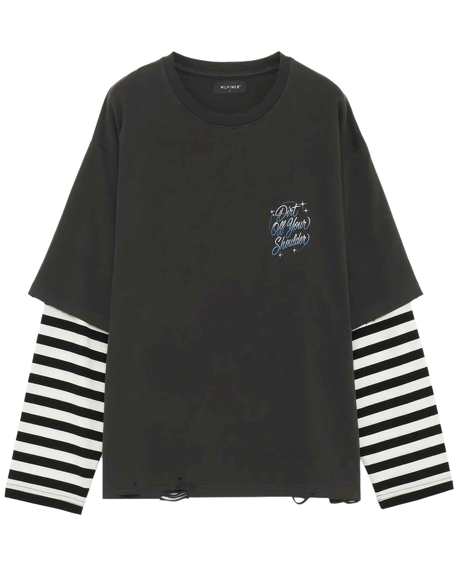 MLVINCE・メルヴィンス - L/S Tシャツ BKNY LAYERED LS TEE / WASHED BLACK