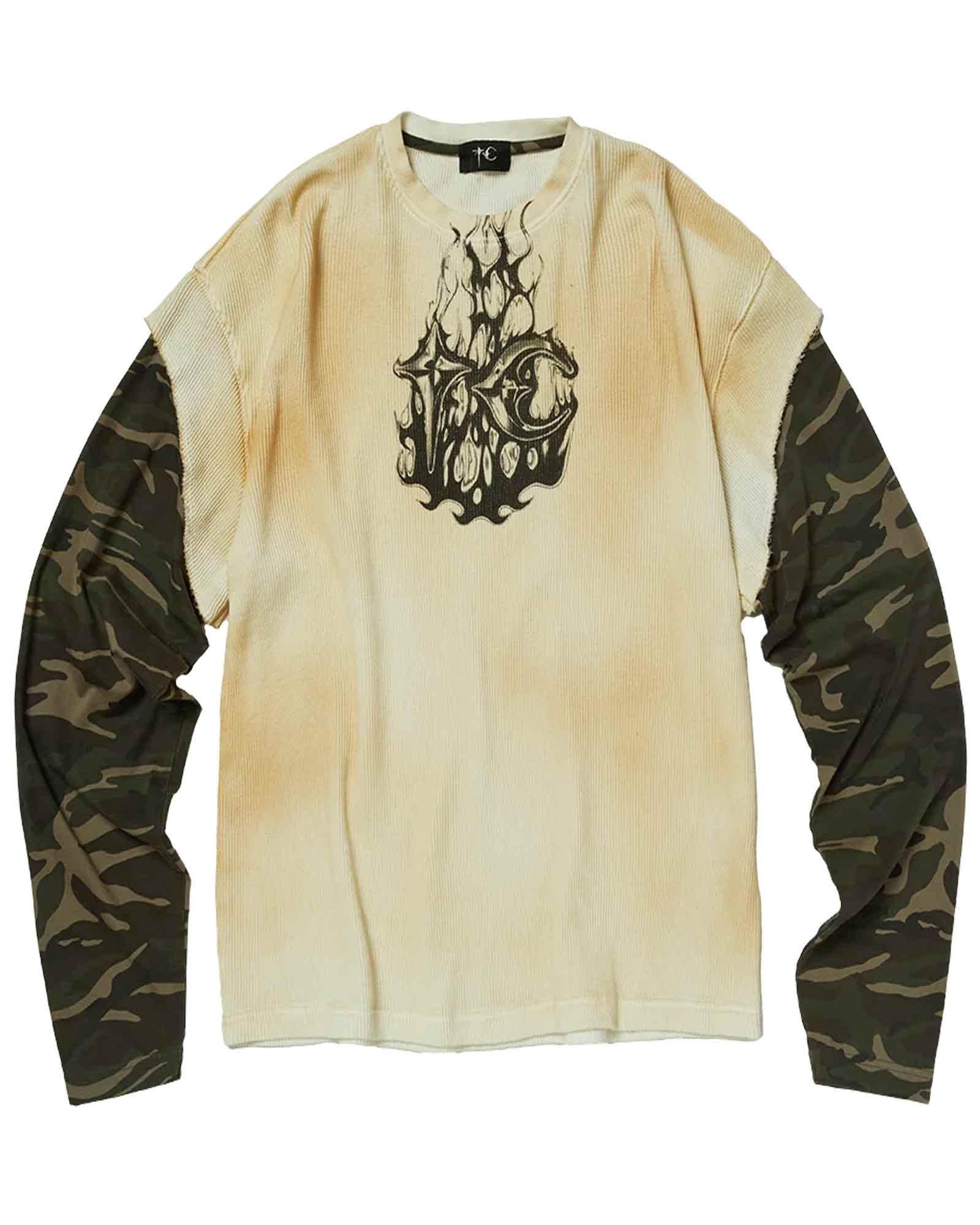 THUG CLUB・サグクラブ - L/S Tシャツ TC HELLFIRE LAYERED T-SHIRT / CAMO/WHITE