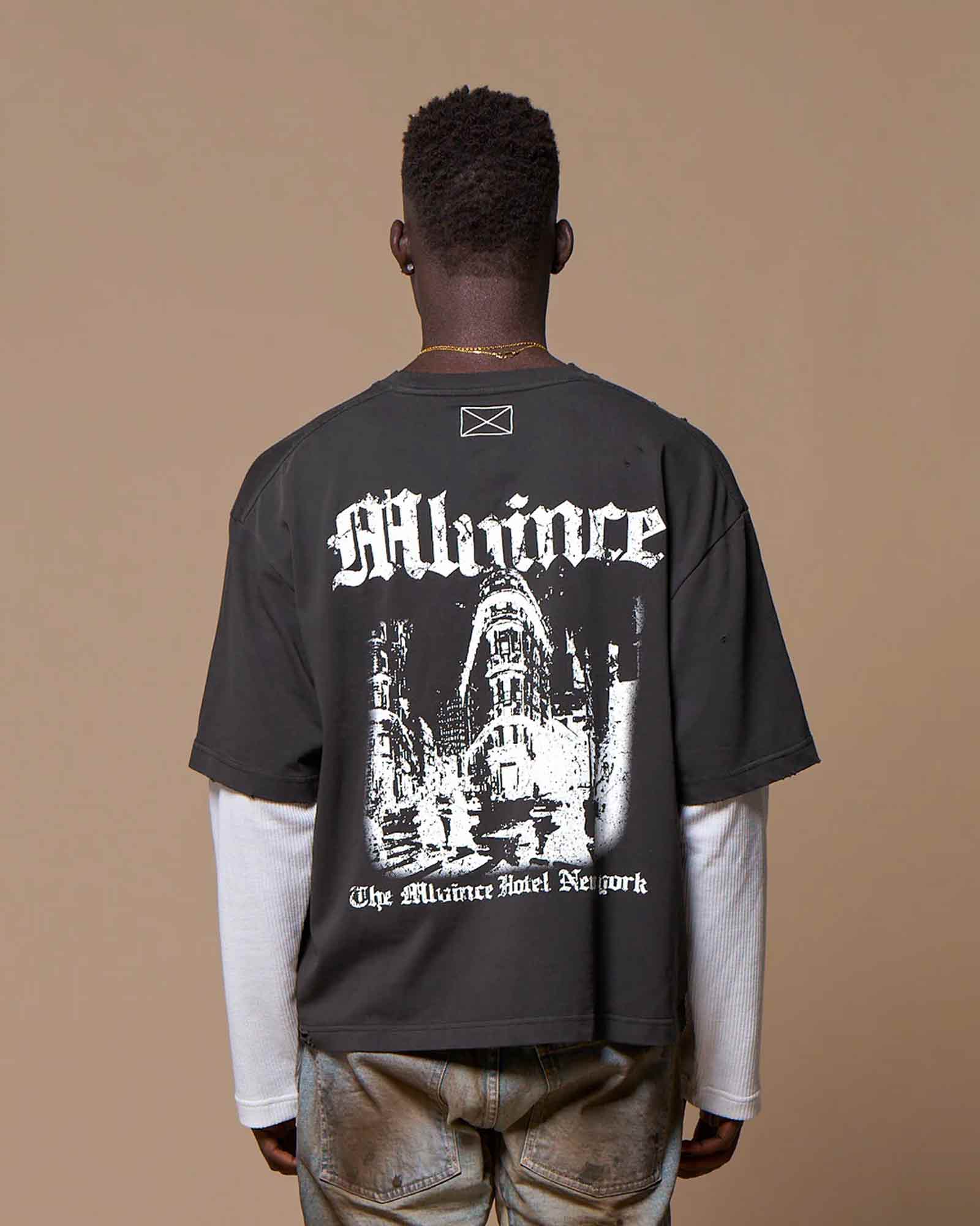 MLVINCE・メルヴィンス - L/S Tシャツ MLV HOTEL LAYERED LS TEE / WASHED BLACK