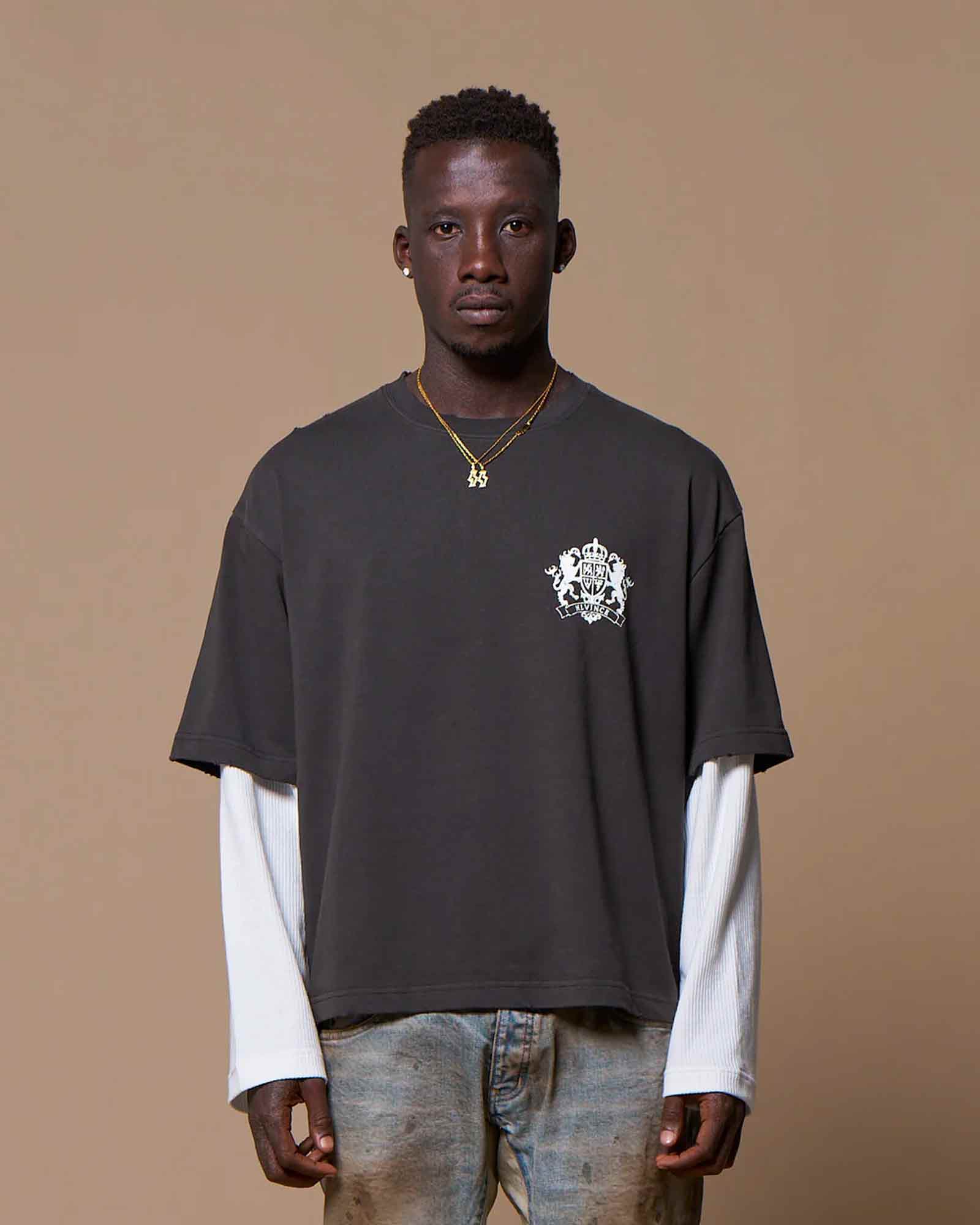 MLVINCE・メルヴィンス - L/S Tシャツ MLV HOTEL LAYERED LS TEE / WASHED BLACK