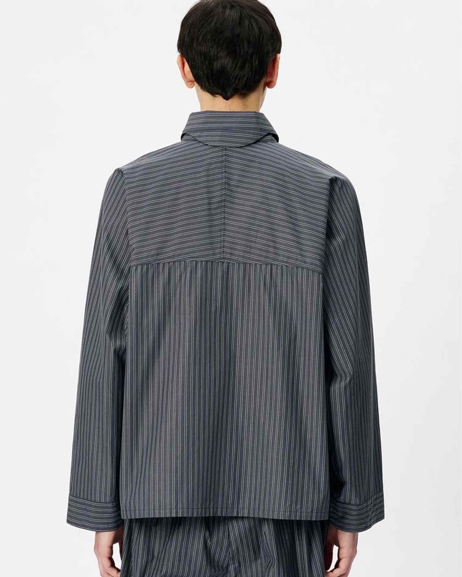 Goldwin 0・ゴールドウイン ゼロ - シャツ REFLECTIVE STRIPED SHIRT / DEEP CHARCOAL