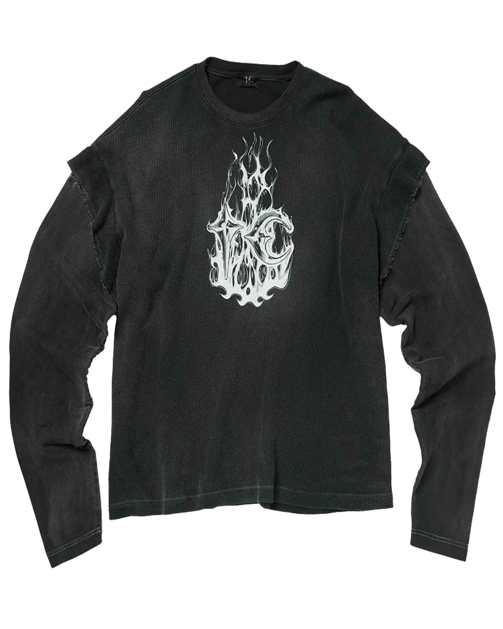 THUG CLUB・サグクラブ - L/S Tシャツ TC HELLFIRE LAYERED T-SHIRT / BLACK/BLACK