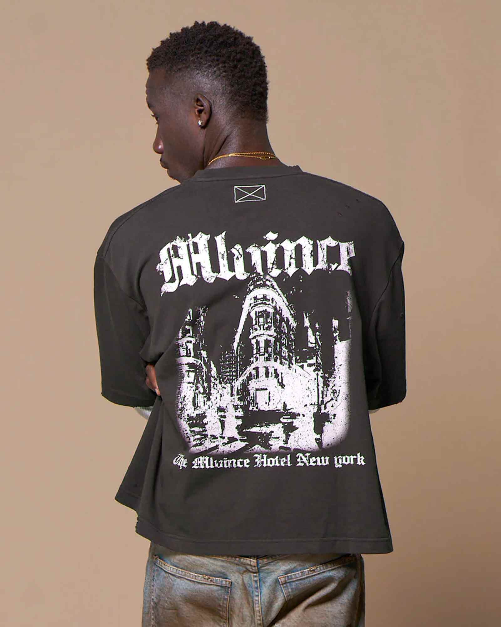 MLVINCE・メルヴィンス - L/S Tシャツ MLV HOTEL LAYERED LS TEE / WASHED BLACK