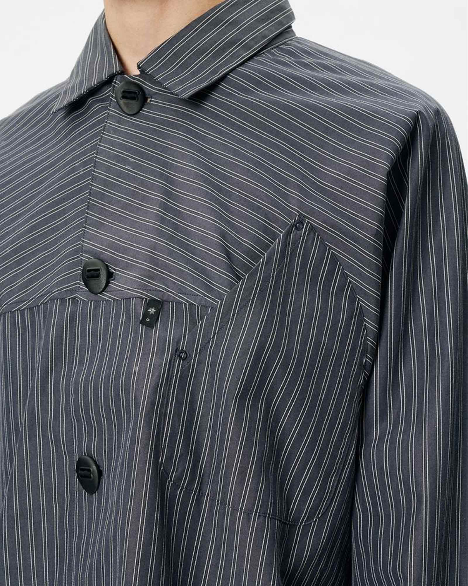 Goldwin 0・ゴールドウイン ゼロ - シャツ REFLECTIVE STRIPED SHIRT / DEEP CHARCOAL
