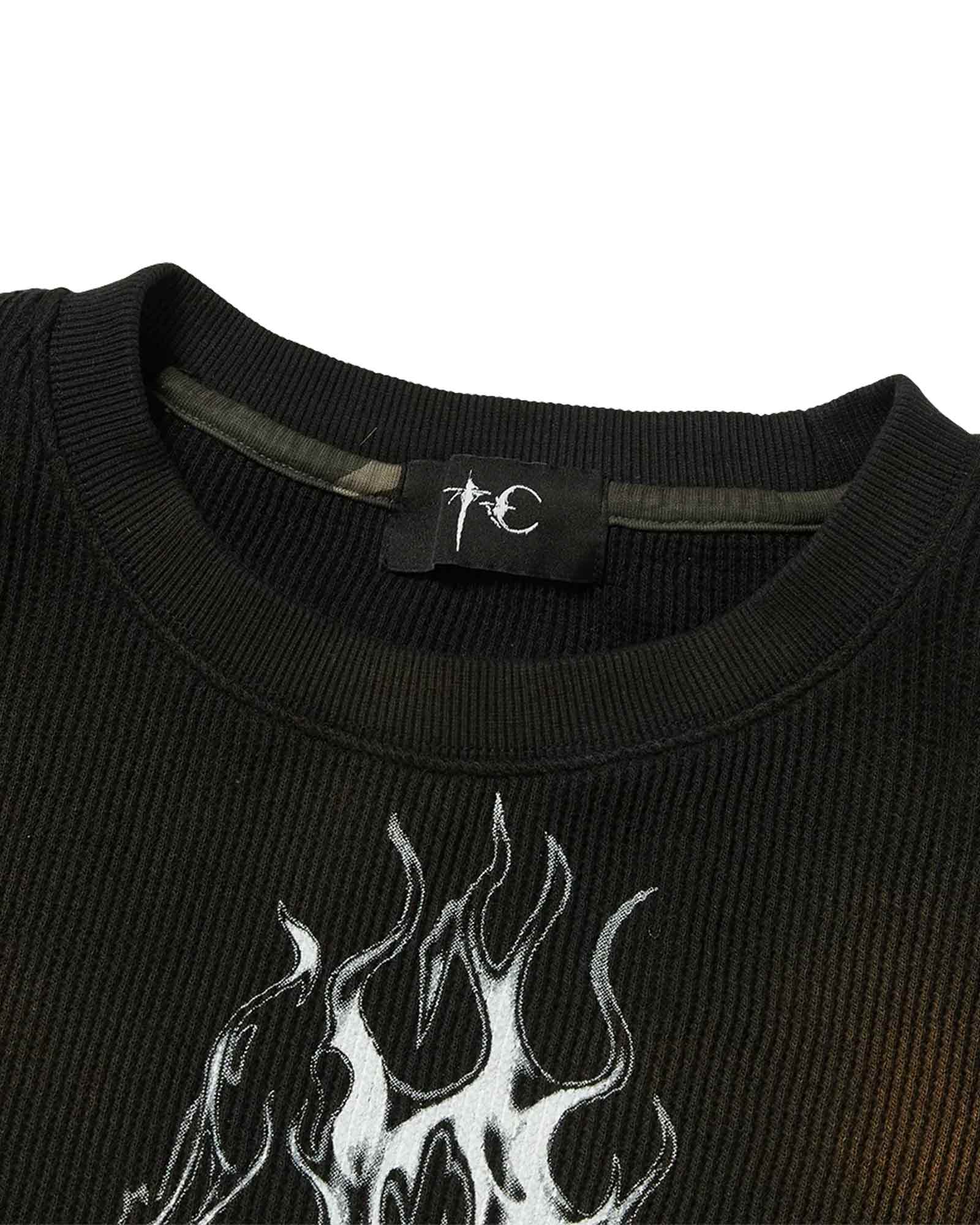 THUG CLUB・サグクラブ - L/S Tシャツ TC HELLFIRE LAYERED T-SHIRT / BLACK/BLACK