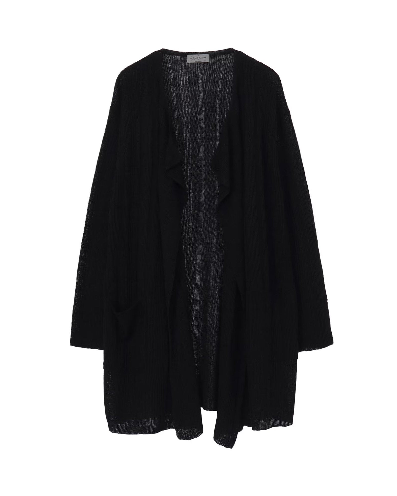Yohji Yamamoto・ヨウジ ヤマモト - ニット・セーター 10G 1PLY DROP NEEDLE HALF CD CARDIGAN / BLACK