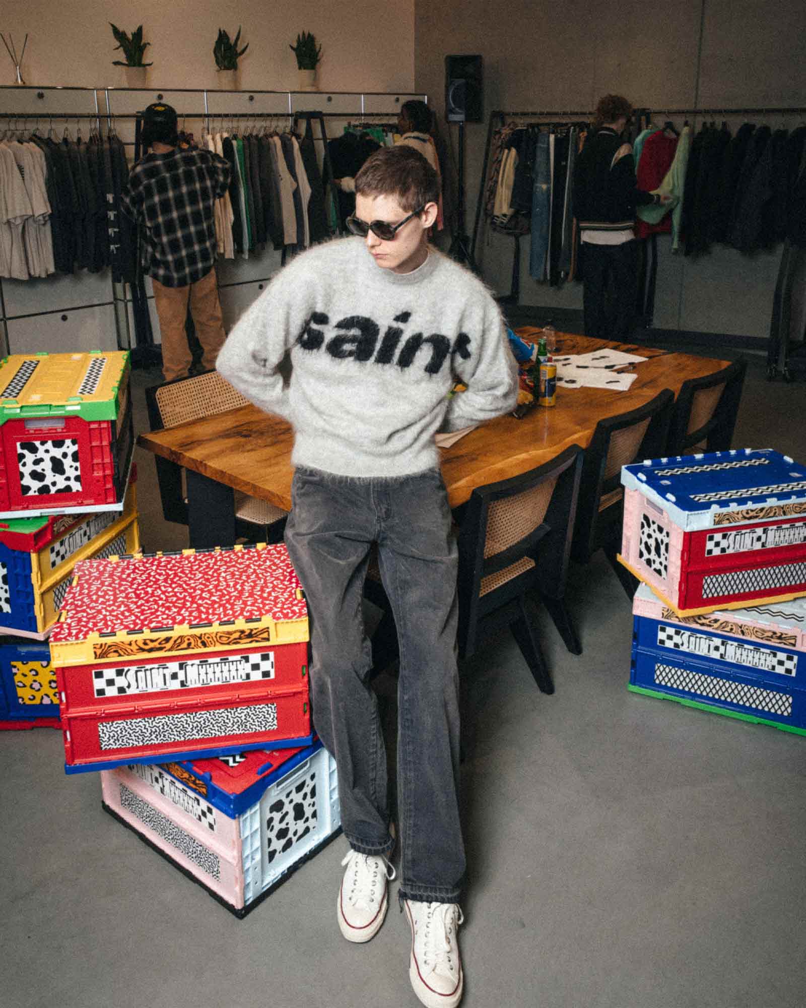 ©SAINT M××××××・セントマイケル - ニット・セーター MOHAIR CREW KNIT/SAINT / GRAY