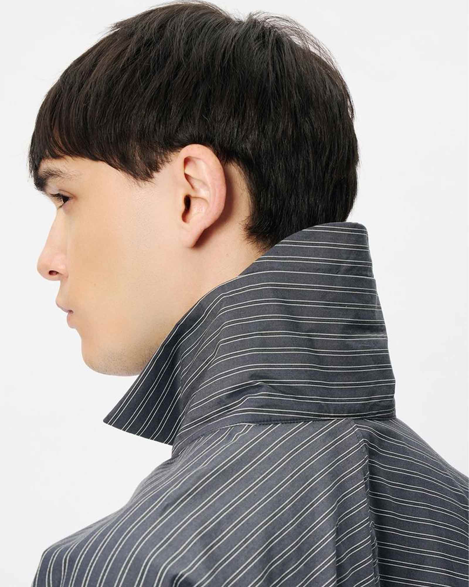 Goldwin 0・ゴールドウイン ゼロ - シャツ REFLECTIVE STRIPED SHIRT / DEEP CHARCOAL