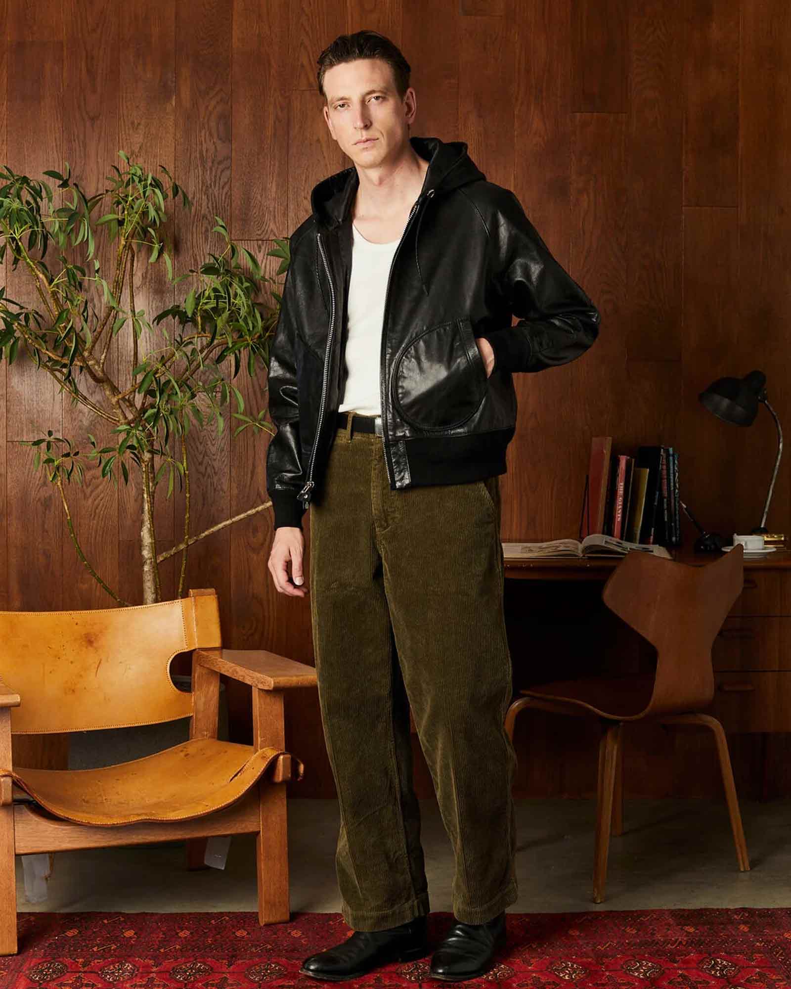 Schott・ショット - レザージャケット LEATHER HOOED JACKET / BLACK