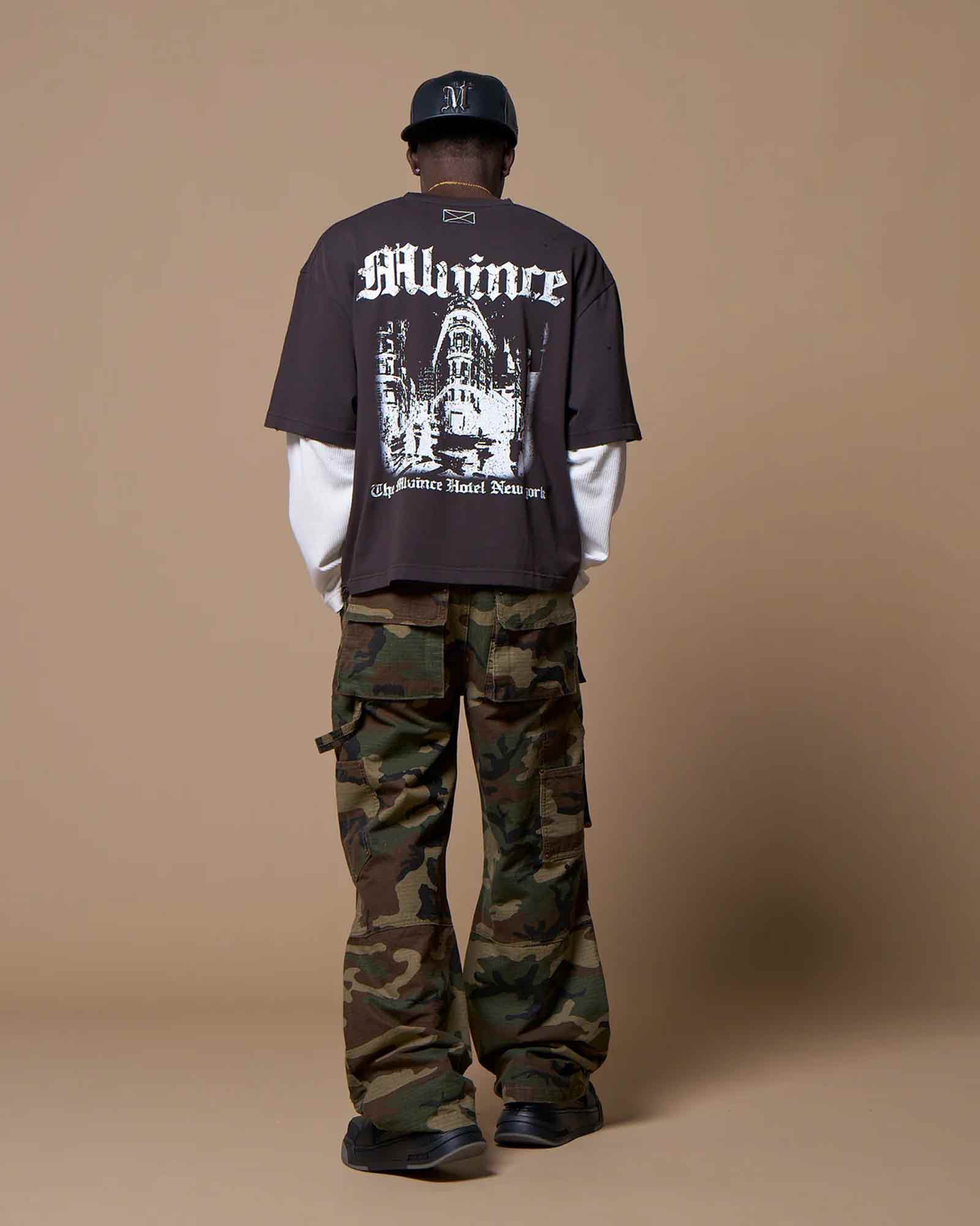MLVINCE・メルヴィンス - L/S Tシャツ MLV HOTEL LAYERED LS TEE / WASHED BLACK
