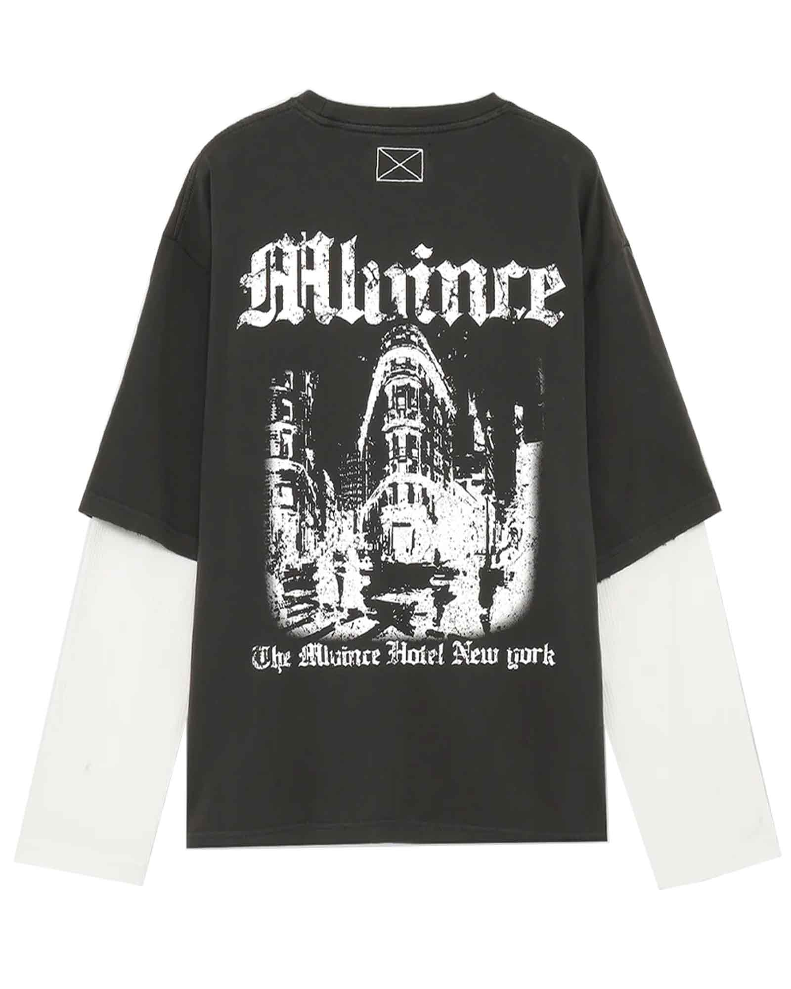 MLVINCE・メルヴィンス - L/S Tシャツ MLV HOTEL LAYERED LS TEE / WASHED BLACK