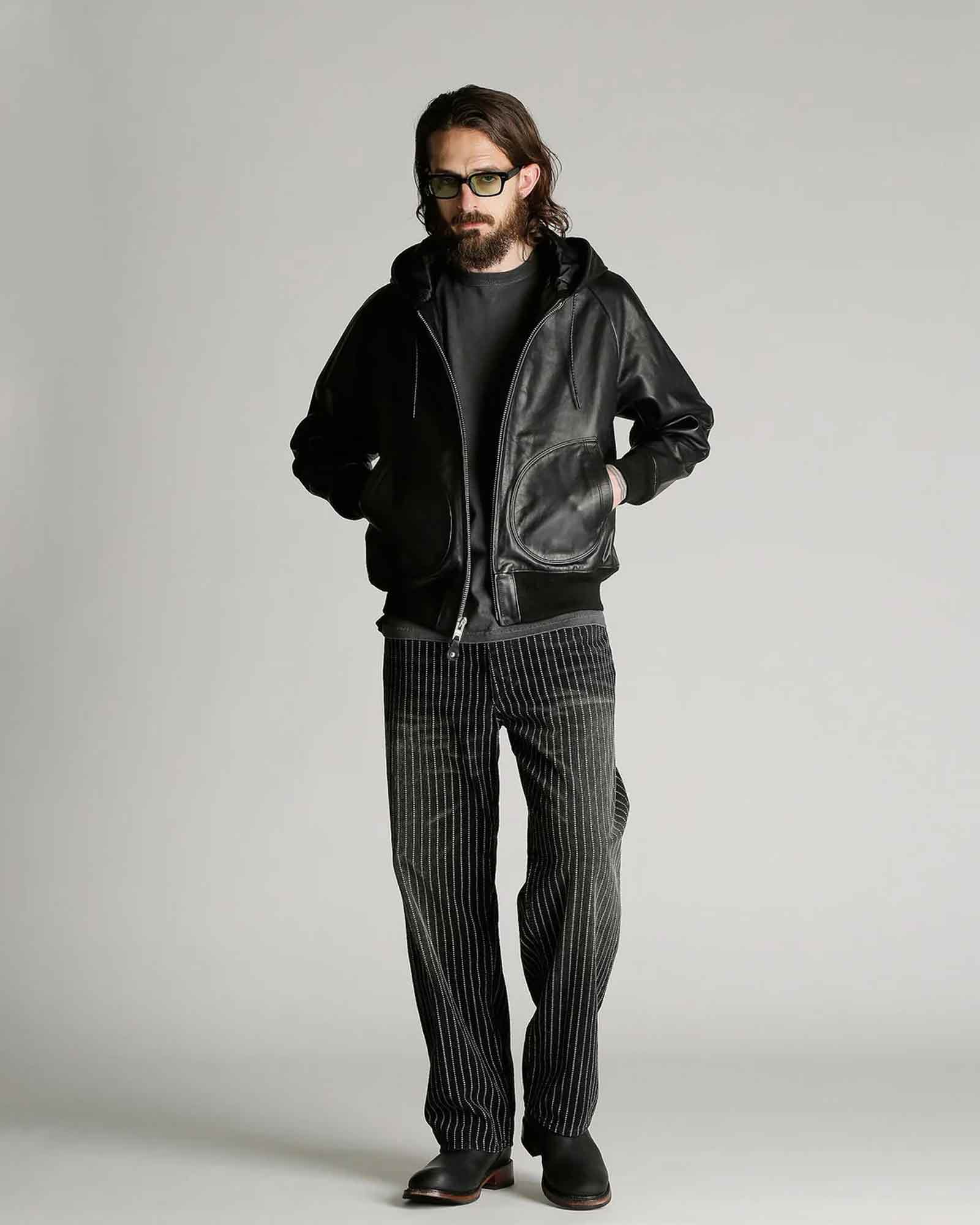 Schott・ショット - レザージャケット LEATHER HOOED JACKET / BLACK