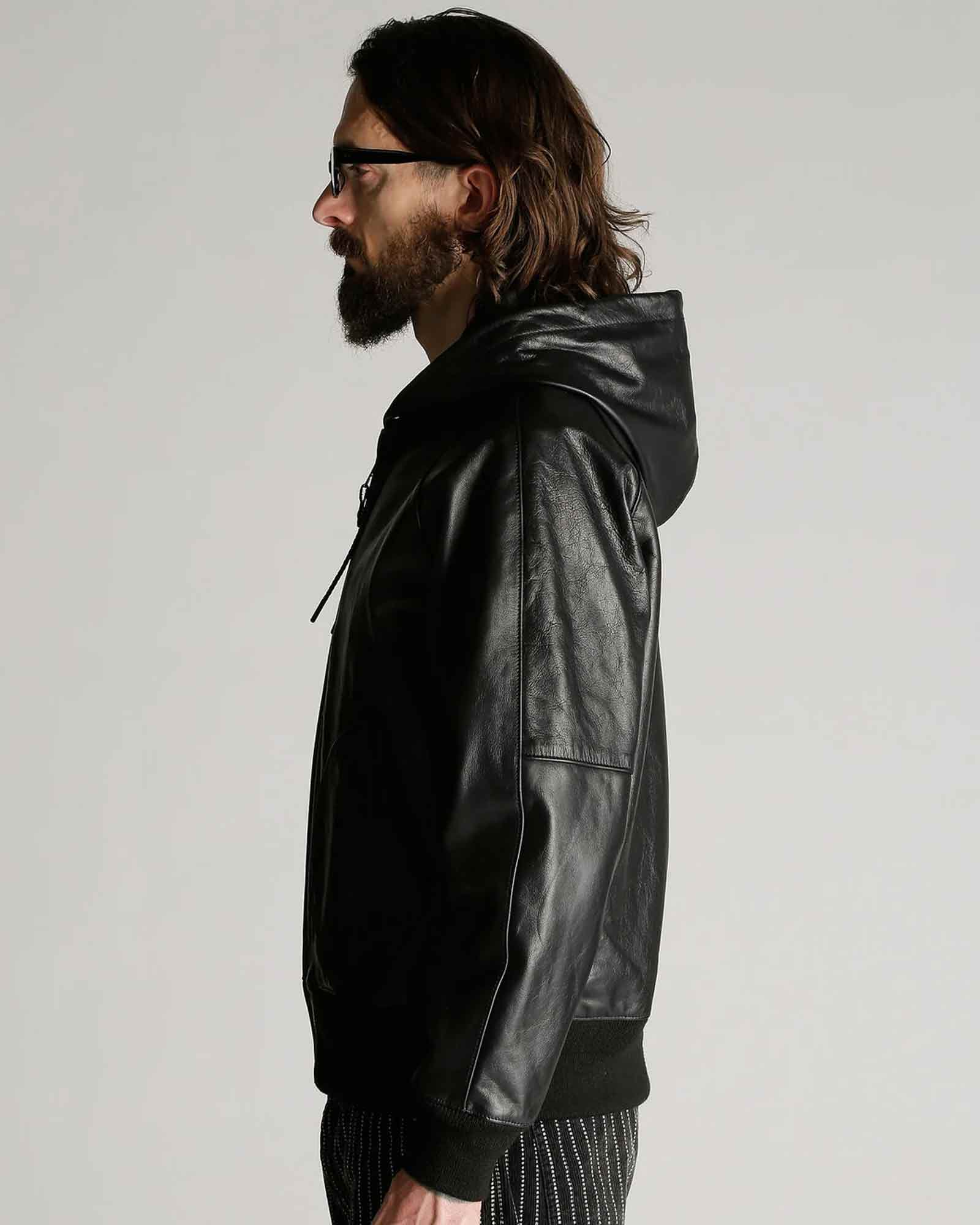 Schott・ショット - レザージャケット LEATHER HOOED JACKET / BLACK