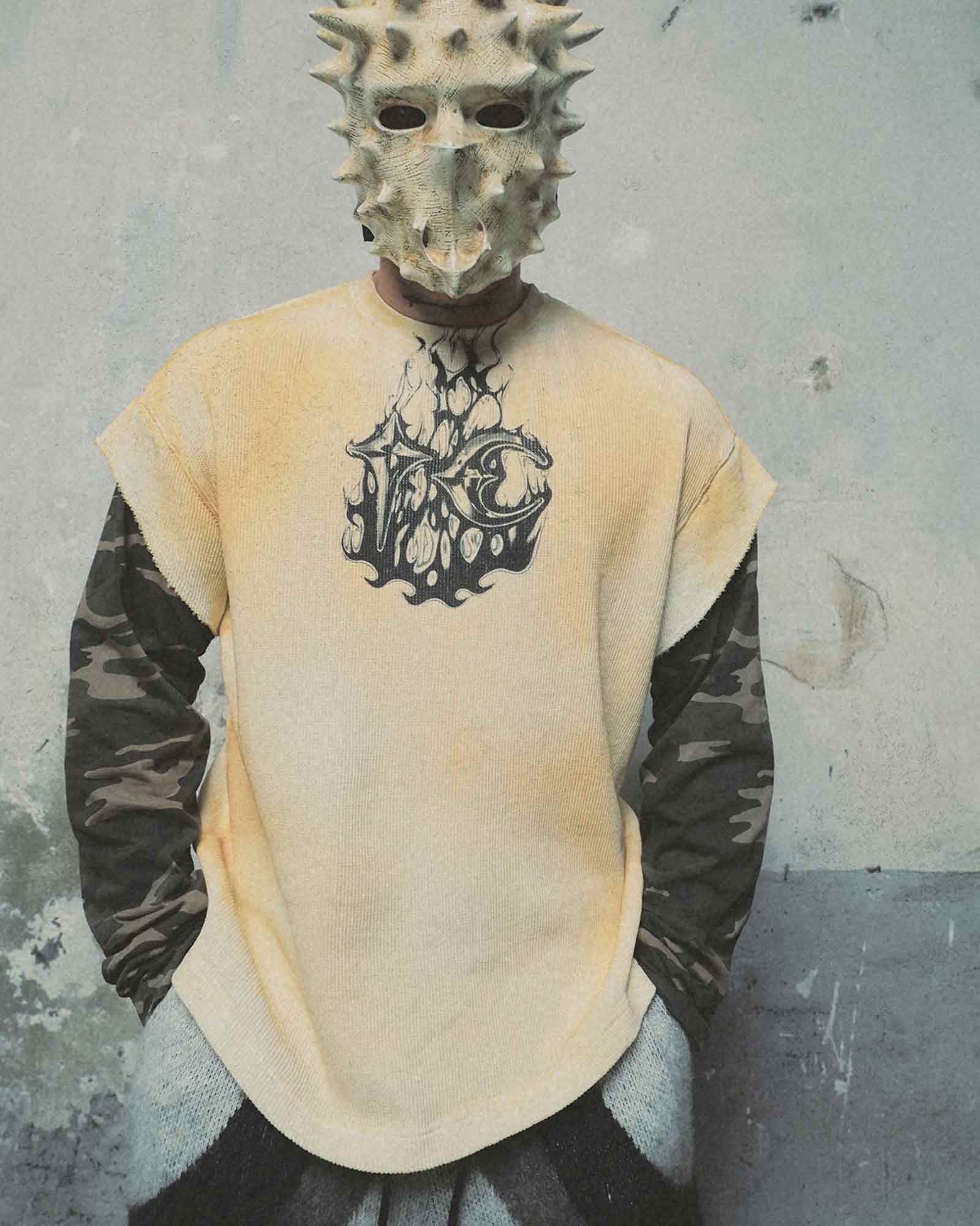 THUG CLUB・サグクラブ - L/S Tシャツ TC HELLFIRE LAYERED T-SHIRT / CAMO/WHITE