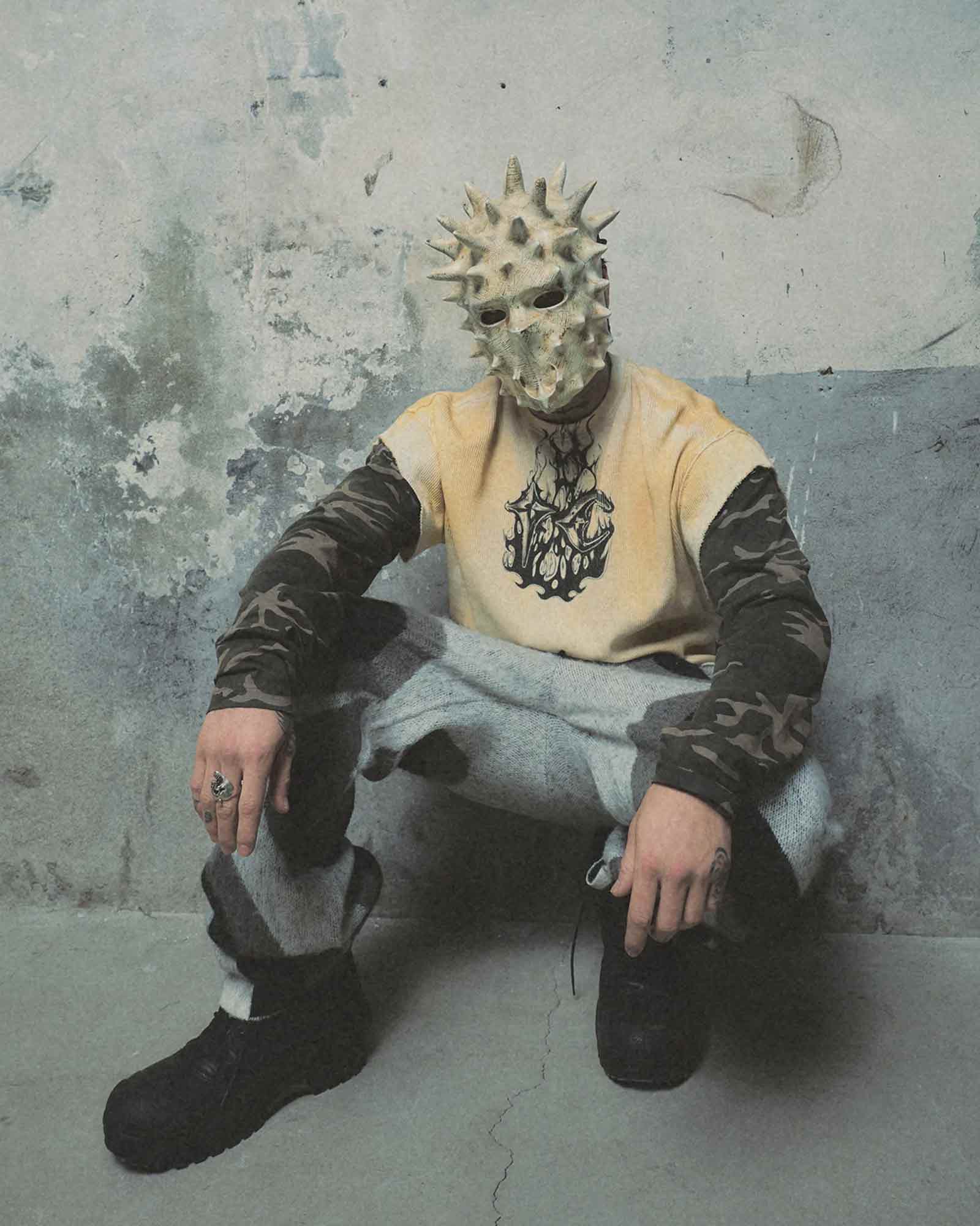 THUG CLUB・サグクラブ - L/S Tシャツ TC HELLFIRE LAYERED T-SHIRT / CAMO/WHITE