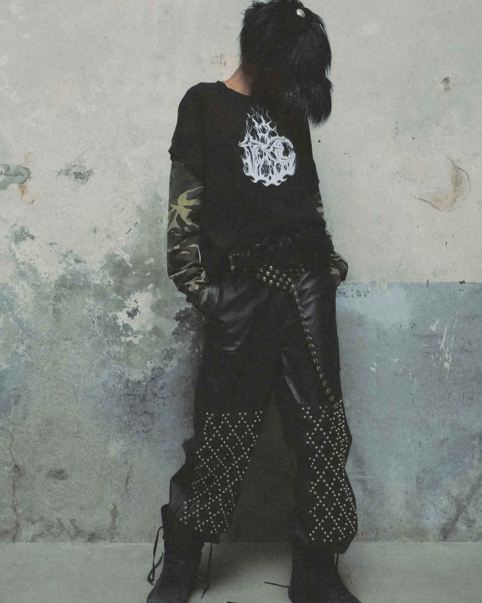 THUG CLUB・サグクラブ - L/S Tシャツ TC HELLFIRE LAYERED T-SHIRT / CAMO/BLACK