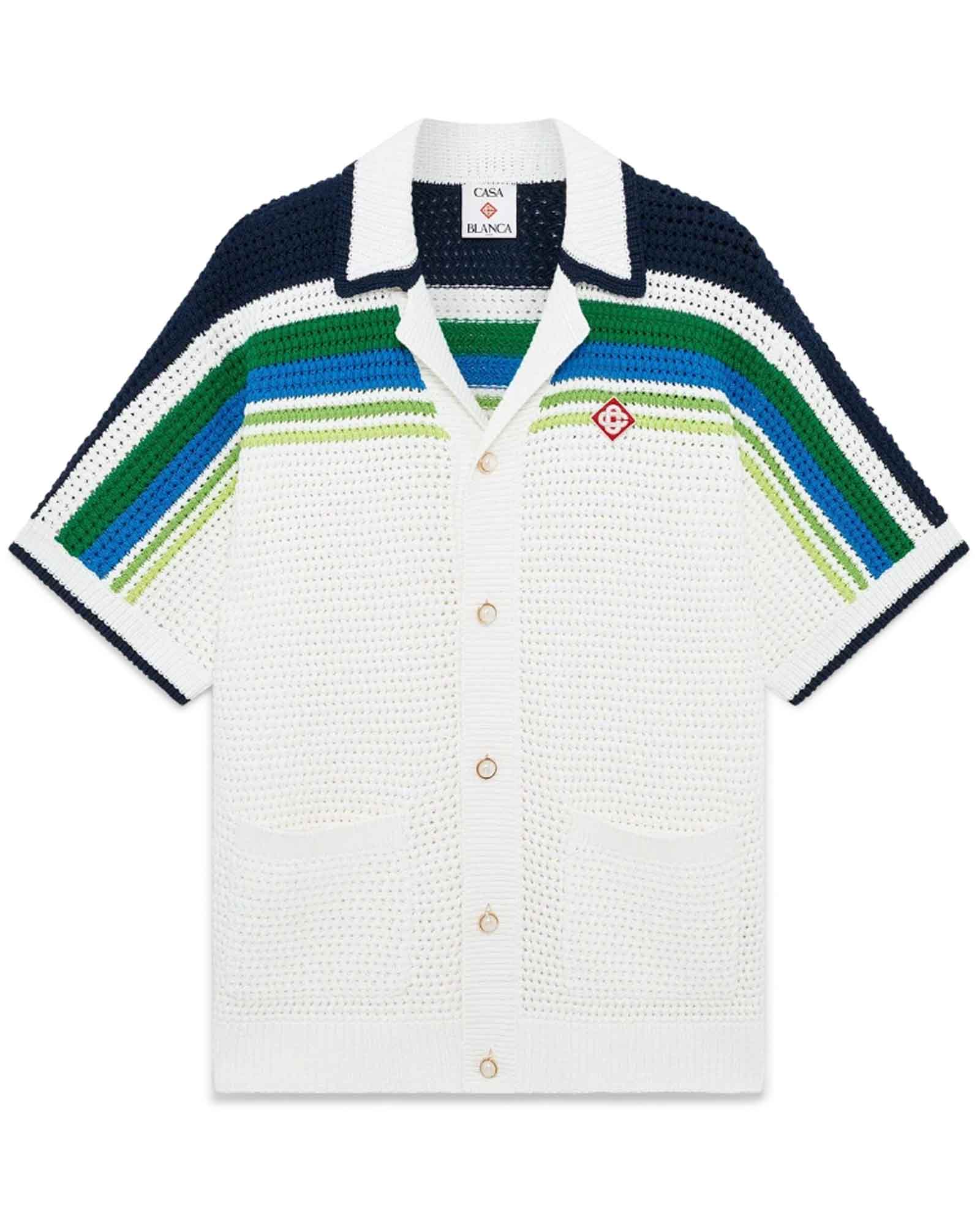 CASABLANCA・カサブランカ - シャツ STRIPE KNIT SHIRT / WHITE