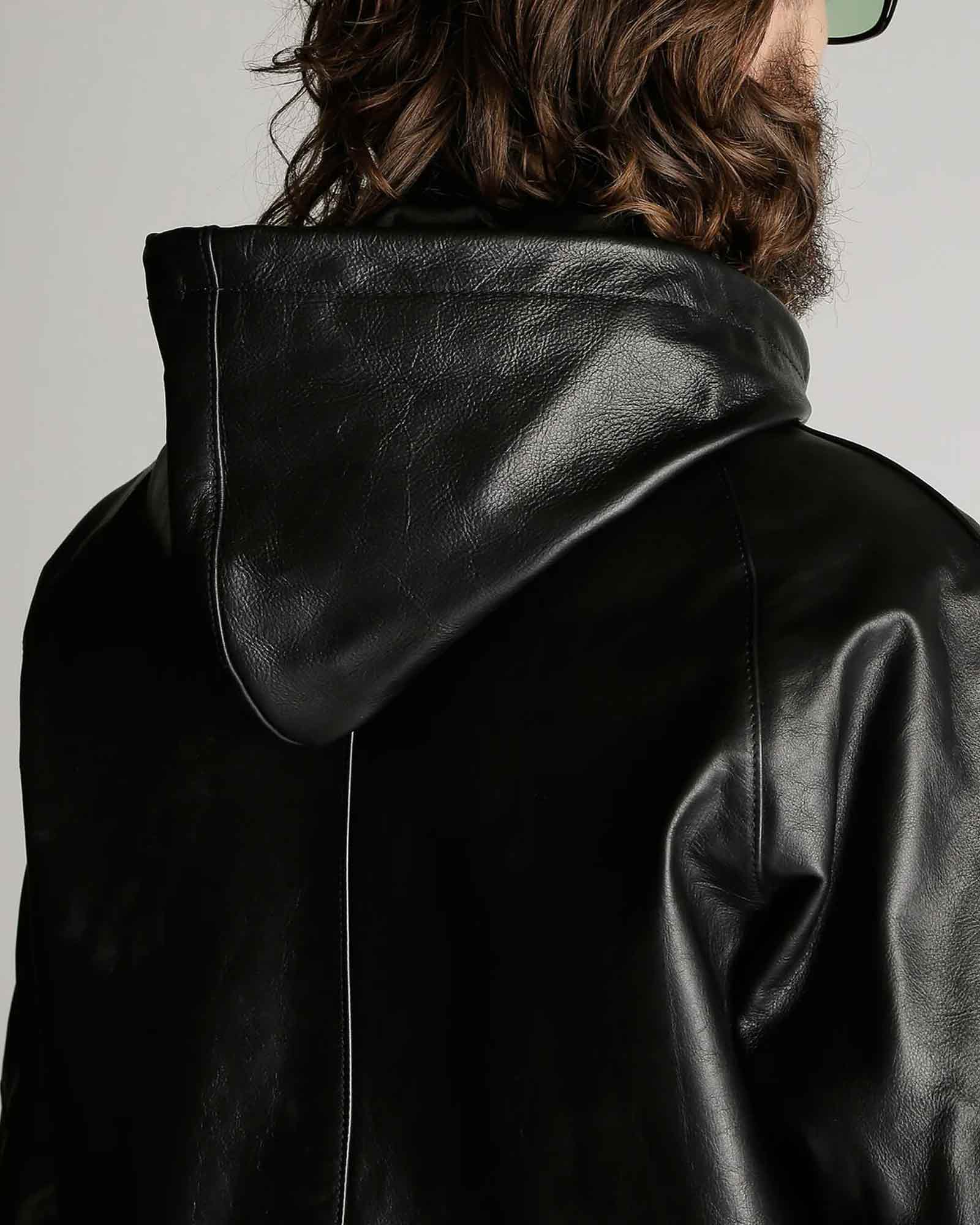 Schott・ショット - レザージャケット LEATHER HOOED JACKET / BLACK