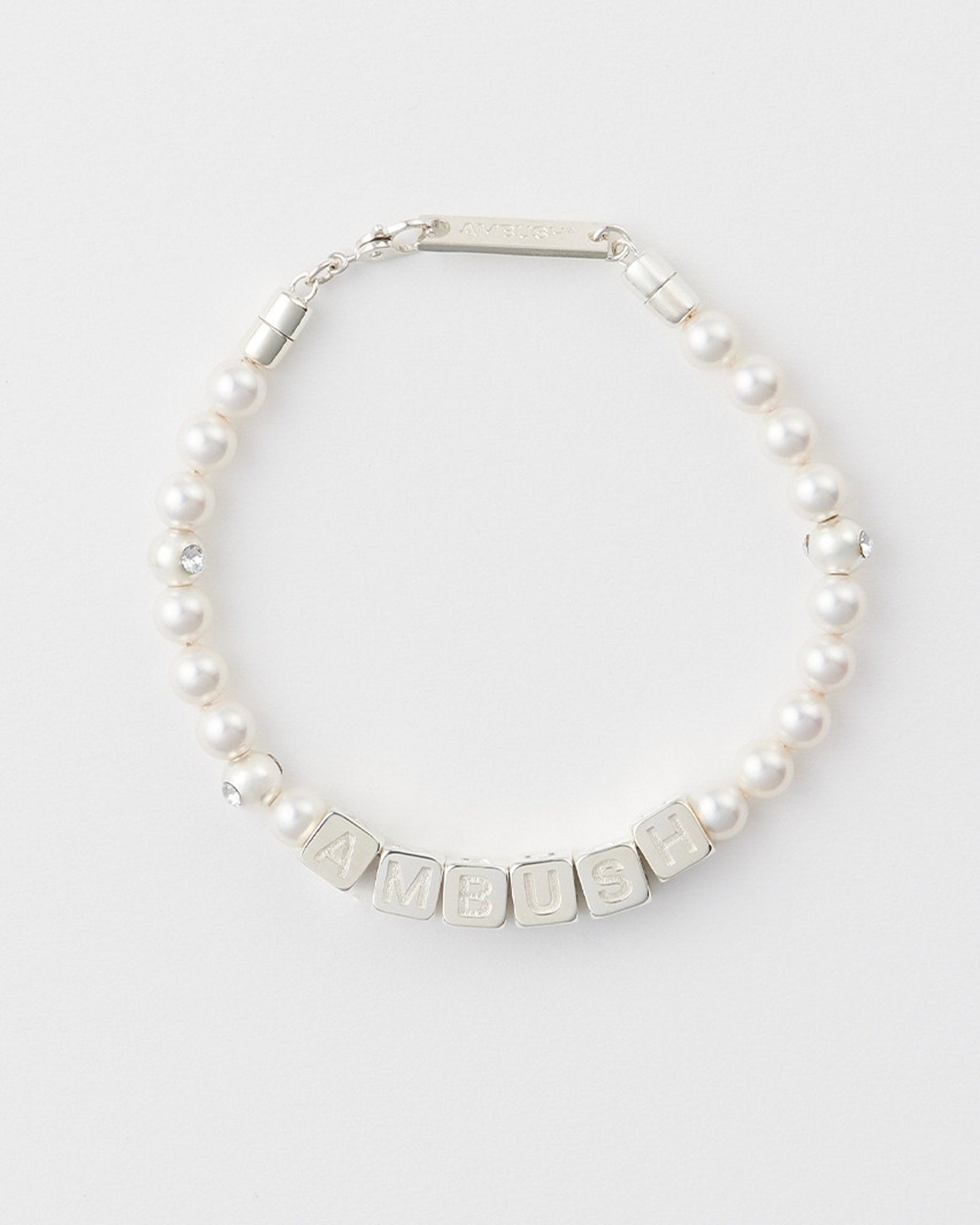 PEARL LETTER BLOCK BRACELET / SILVER
