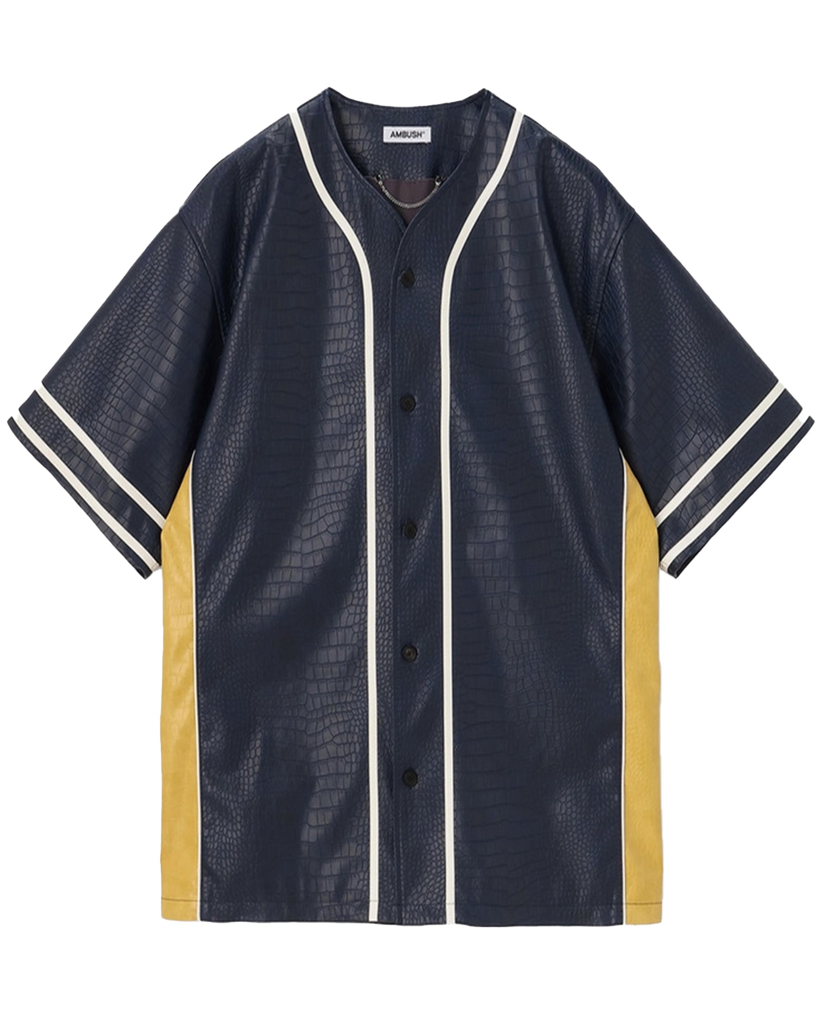 FAKE CROCODILE LEATHER BASEBALL SHIRT / NAVY