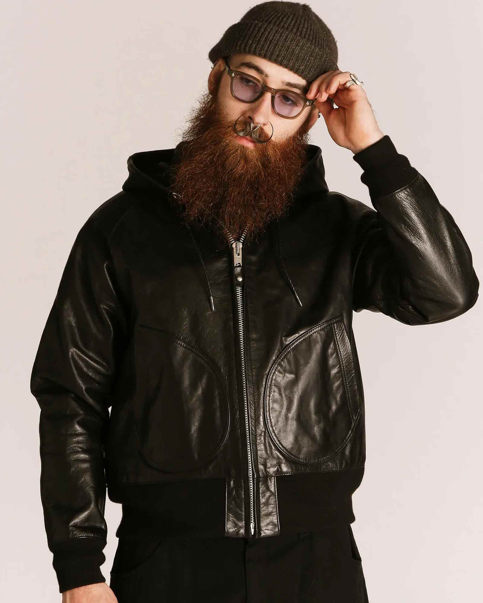 Schott・ショット - レザージャケット LEATHER HOOED JACKET / BLACK