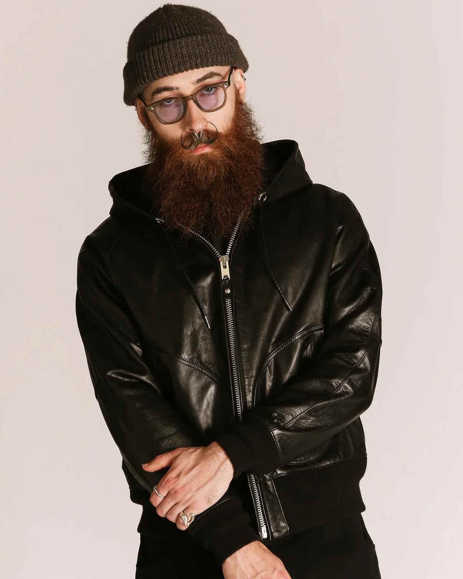 Schott・ショット - レザージャケット LEATHER HOOED JACKET / BLACK