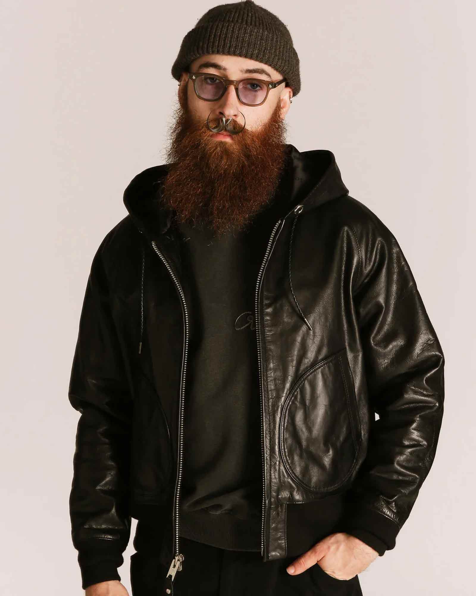 Schott・ショット - レザージャケット LEATHER HOOED JACKET / BLACK