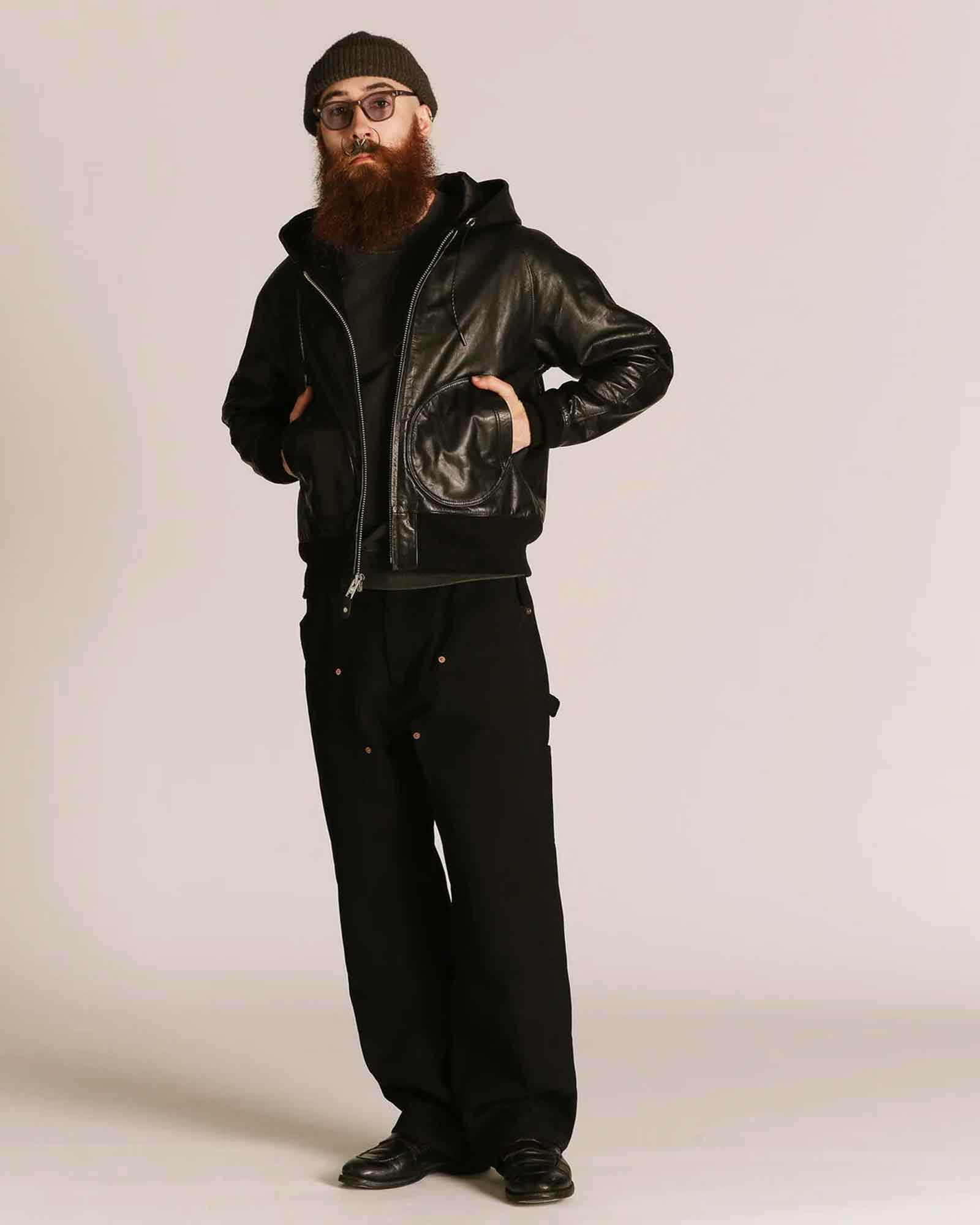 Schott・ショット - レザージャケット LEATHER HOOED JACKET / BLACK