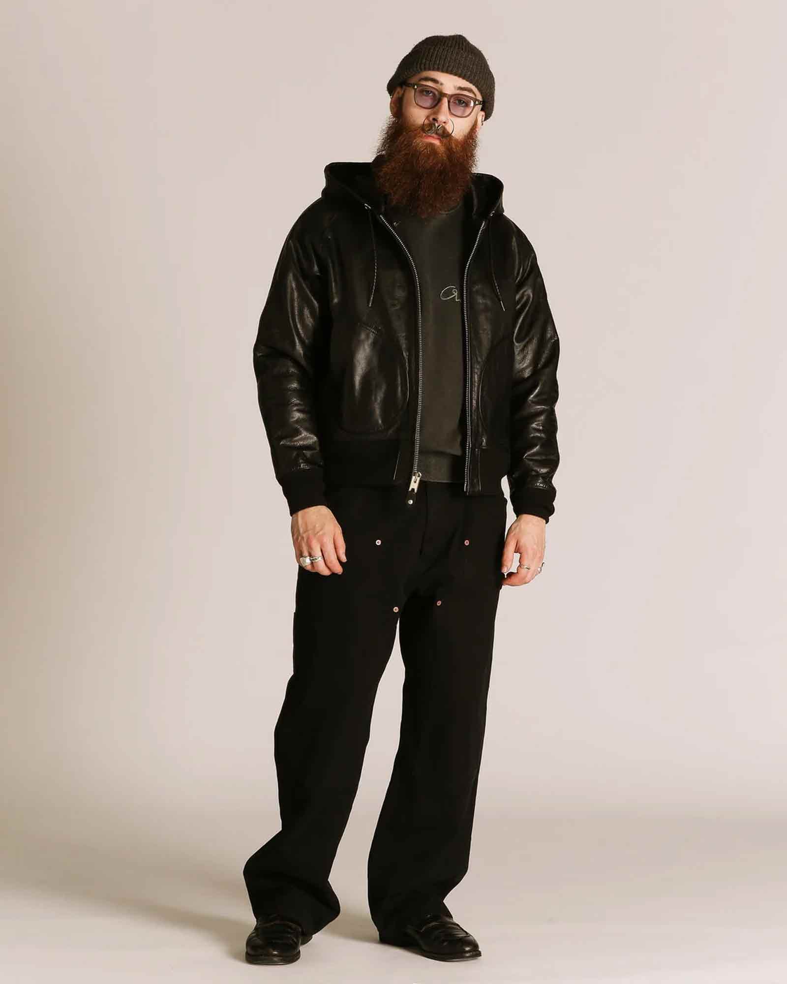 Schott・ショット - レザージャケット LEATHER HOOED JACKET / BLACK