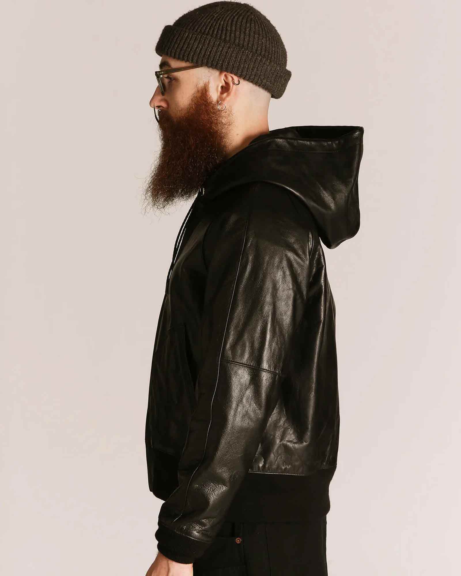 Schott・ショット - レザージャケット LEATHER HOOED JACKET / BLACK