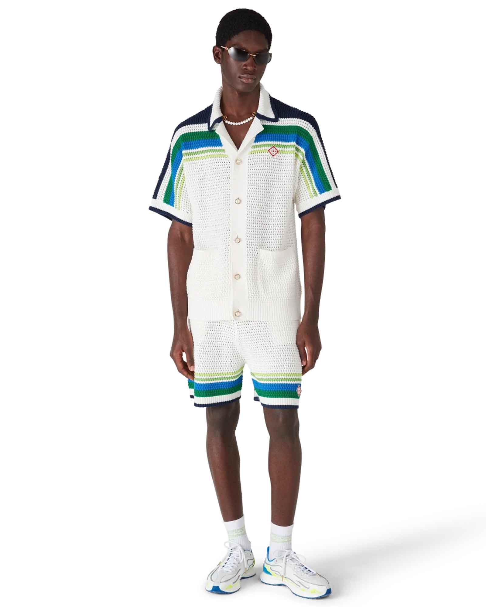 CASABLANCA・カサブランカ - シャツ STRIPE KNIT SHIRT / WHITE