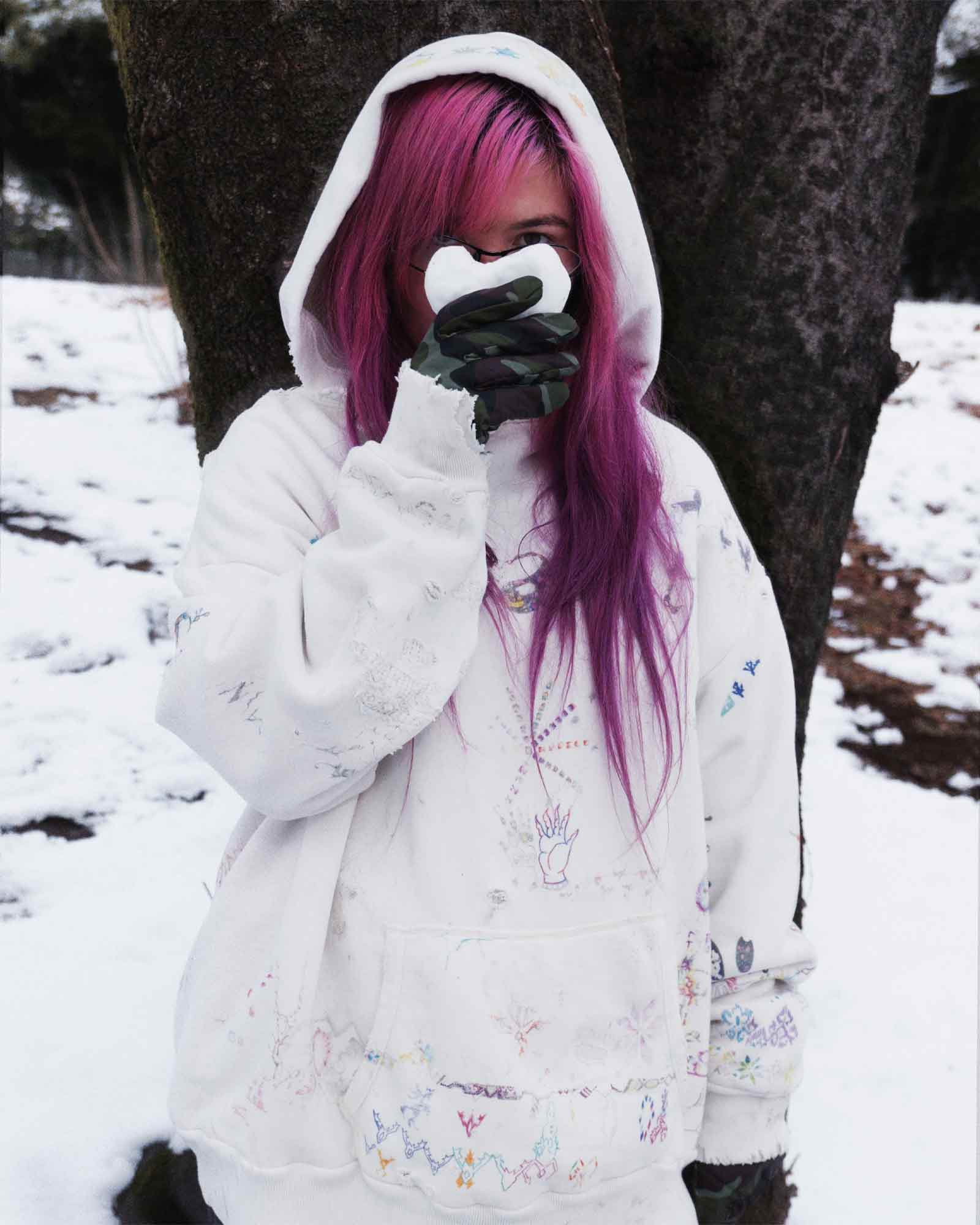 ©SAINT M××××××・圣迈克尔 -  COCO_DOUBLE FACE HOODIE / WHITE