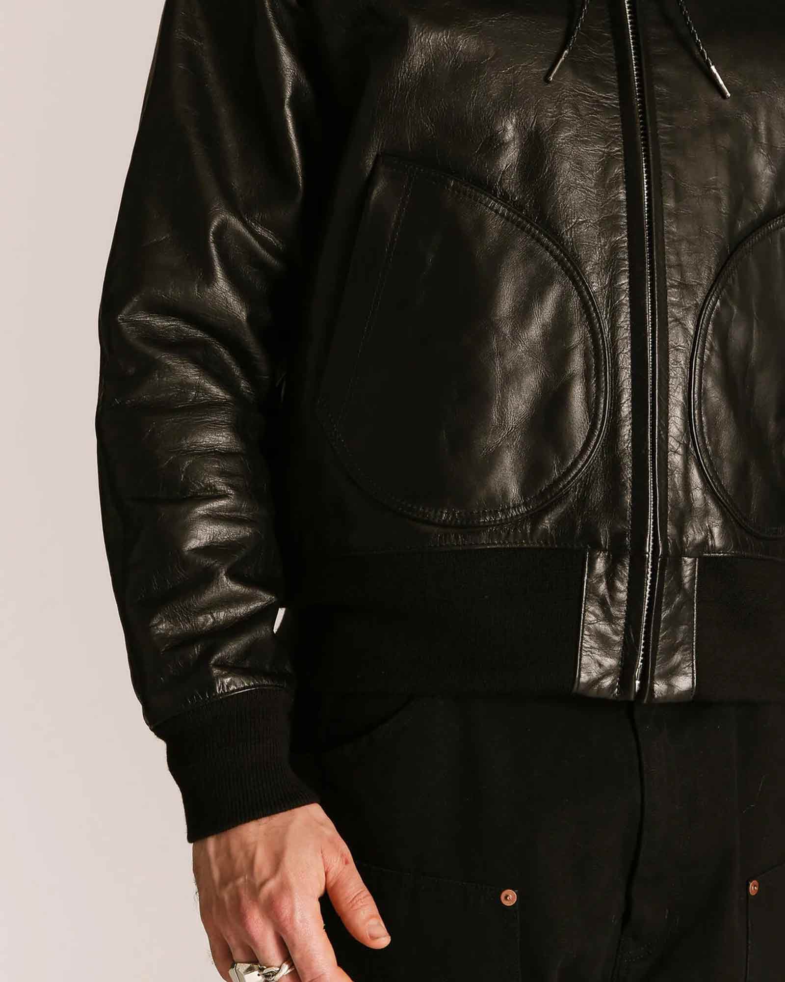 Schott・ショット - レザージャケット LEATHER HOOED JACKET / BLACK