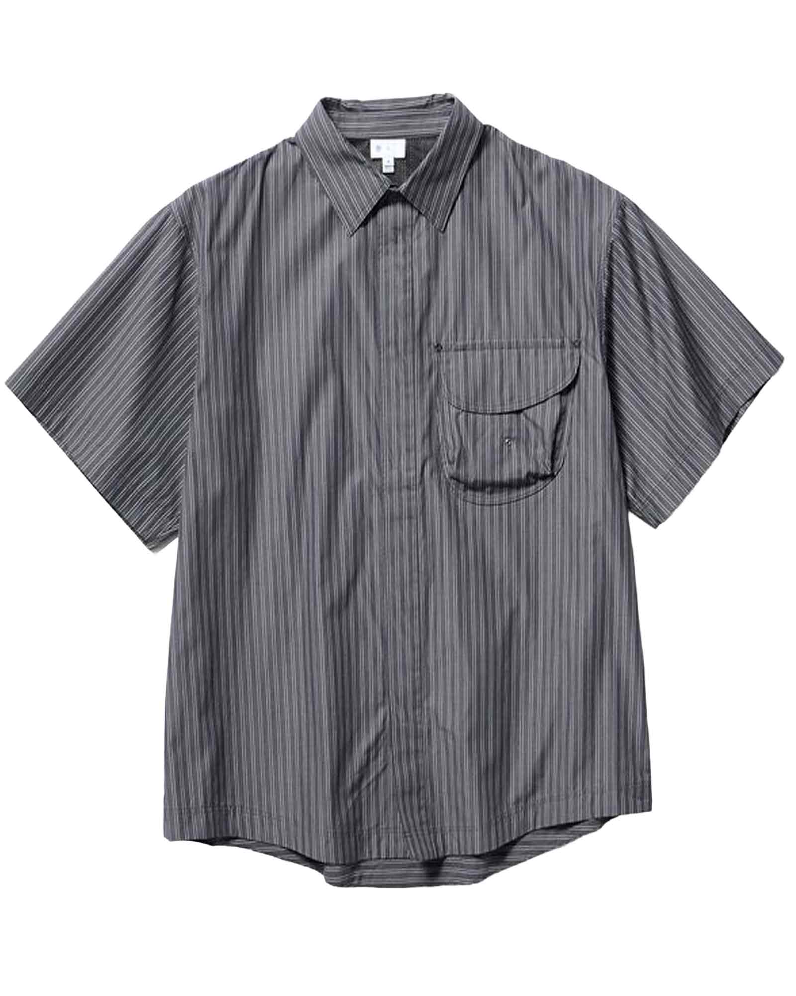 Goldwin 0・ゴールドウイン ゼロ -  STRIPED CAMP S/S SHIRT / DEEP CHARCOAL