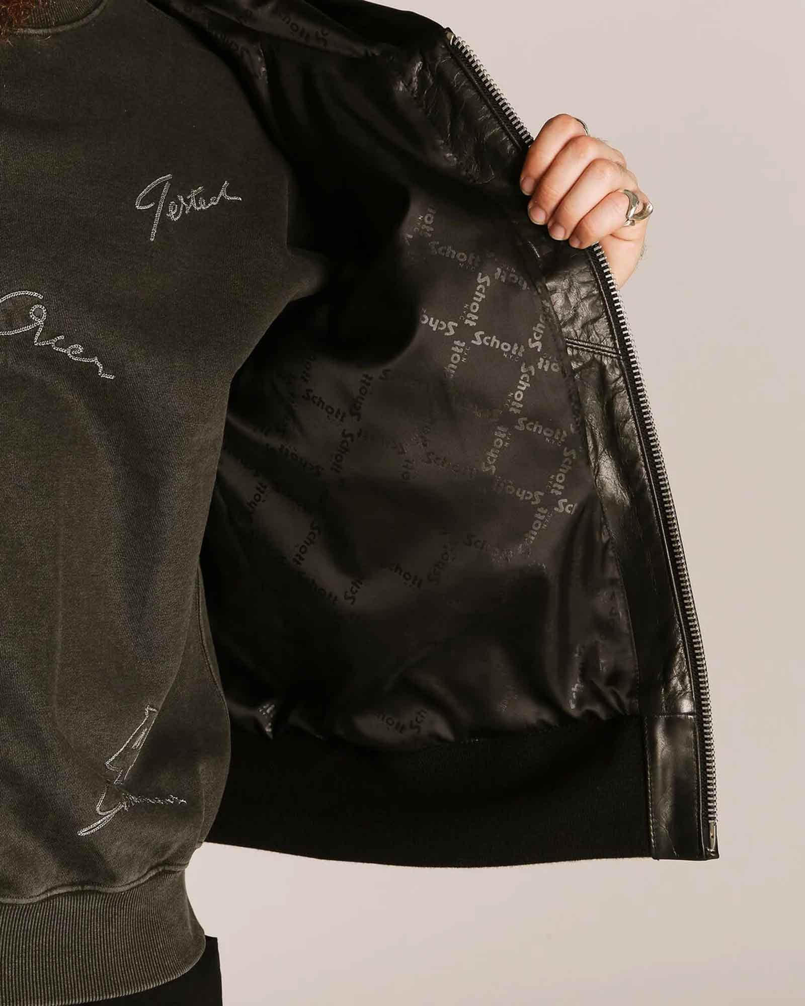 Schott・ショット - レザージャケット LEATHER HOOED JACKET / BLACK