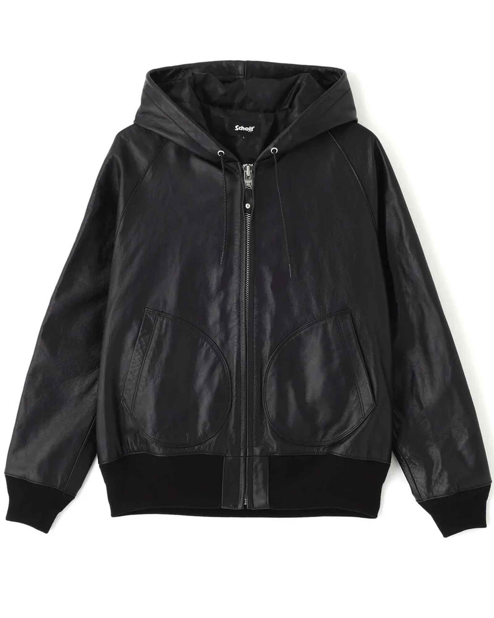 Schott・ショット - レザージャケット LEATHER HOOED JACKET / BLACK