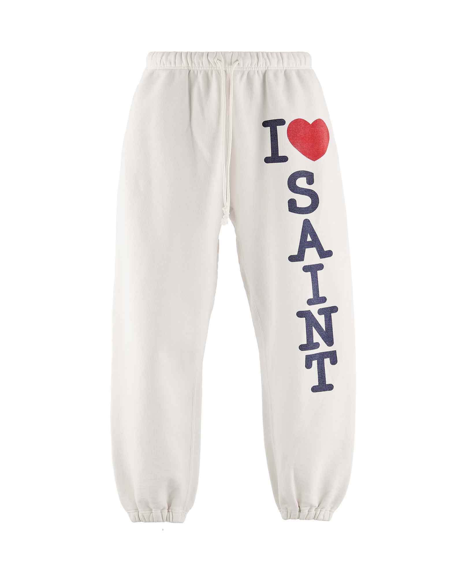 SWEAT PANTS/I LOVE SAINT / WHITE