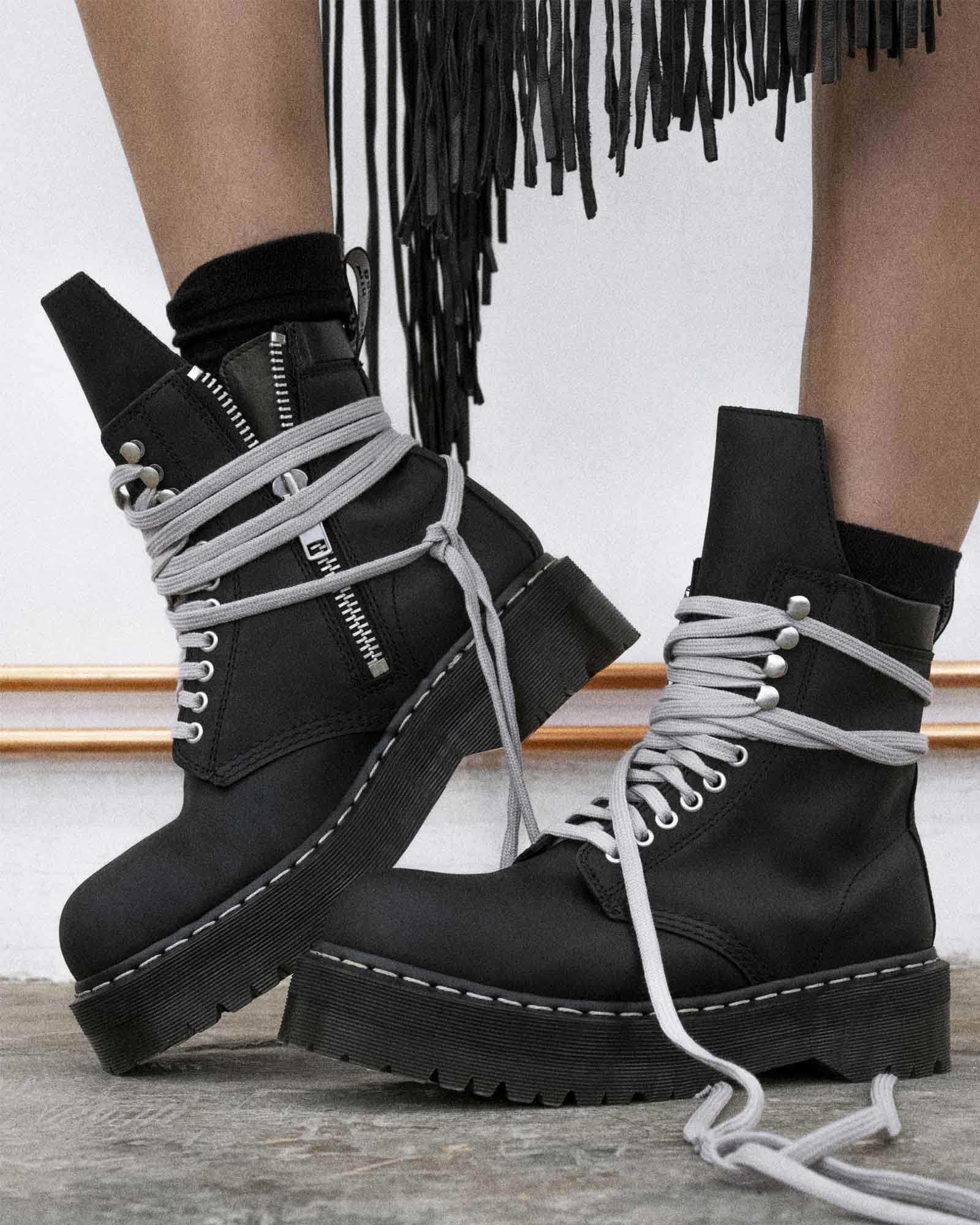 RICK OWENS・rick owens -  QUAD SOLE STEEL TOE BOOT / BLACK