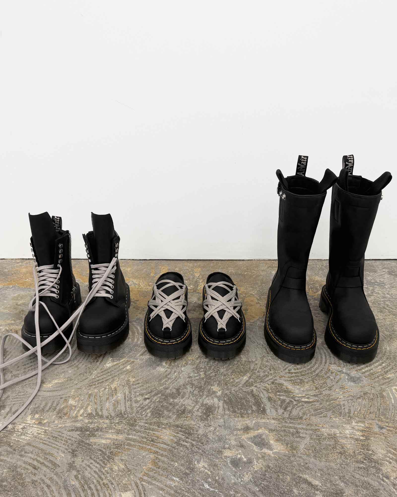 RICK OWENS・リック オウエンス - ブーツ QUAD SOLE MEGALACE® MULE / BLACK