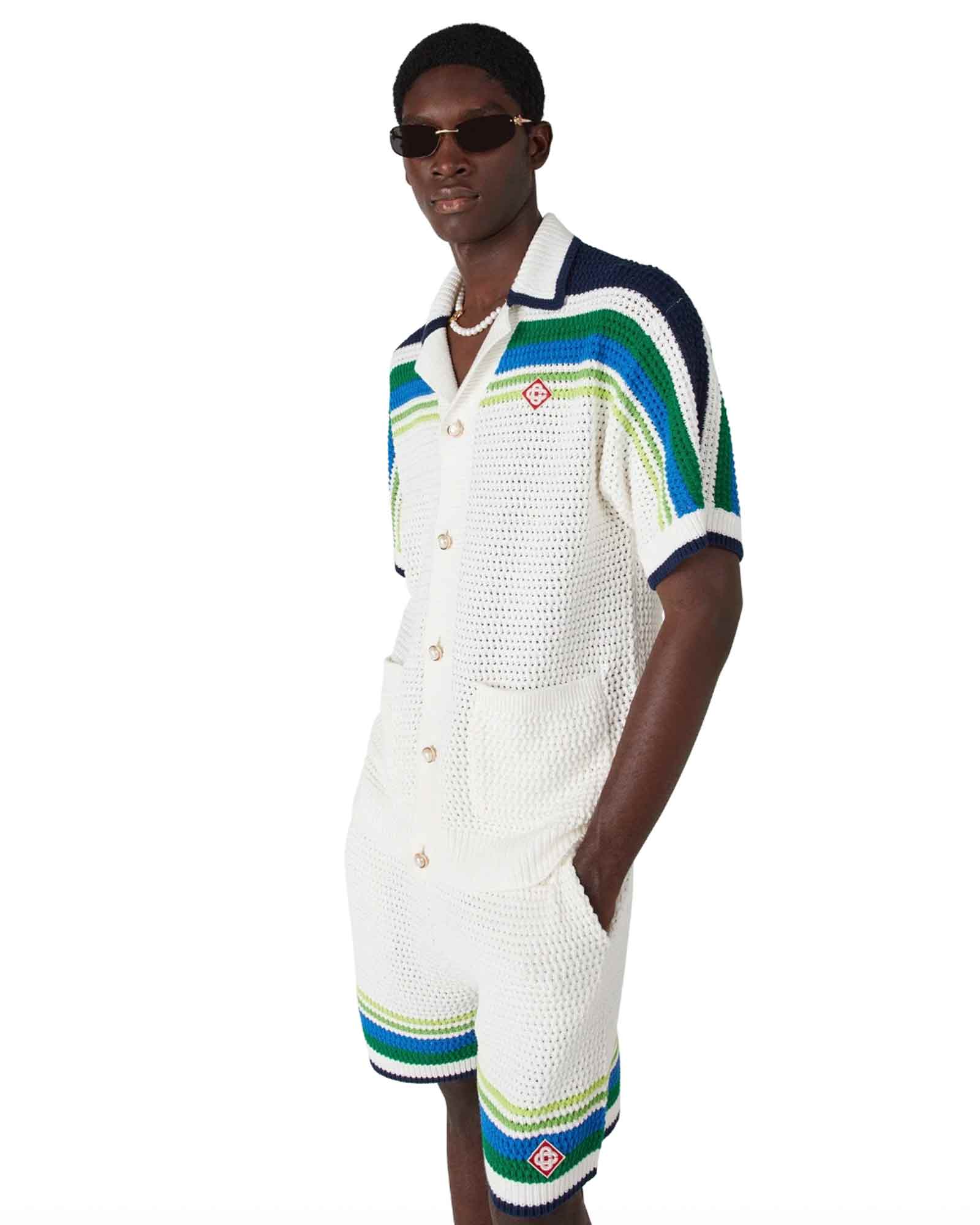 CASABLANCA・カサブランカ - シャツ STRIPE KNIT SHIRT / WHITE