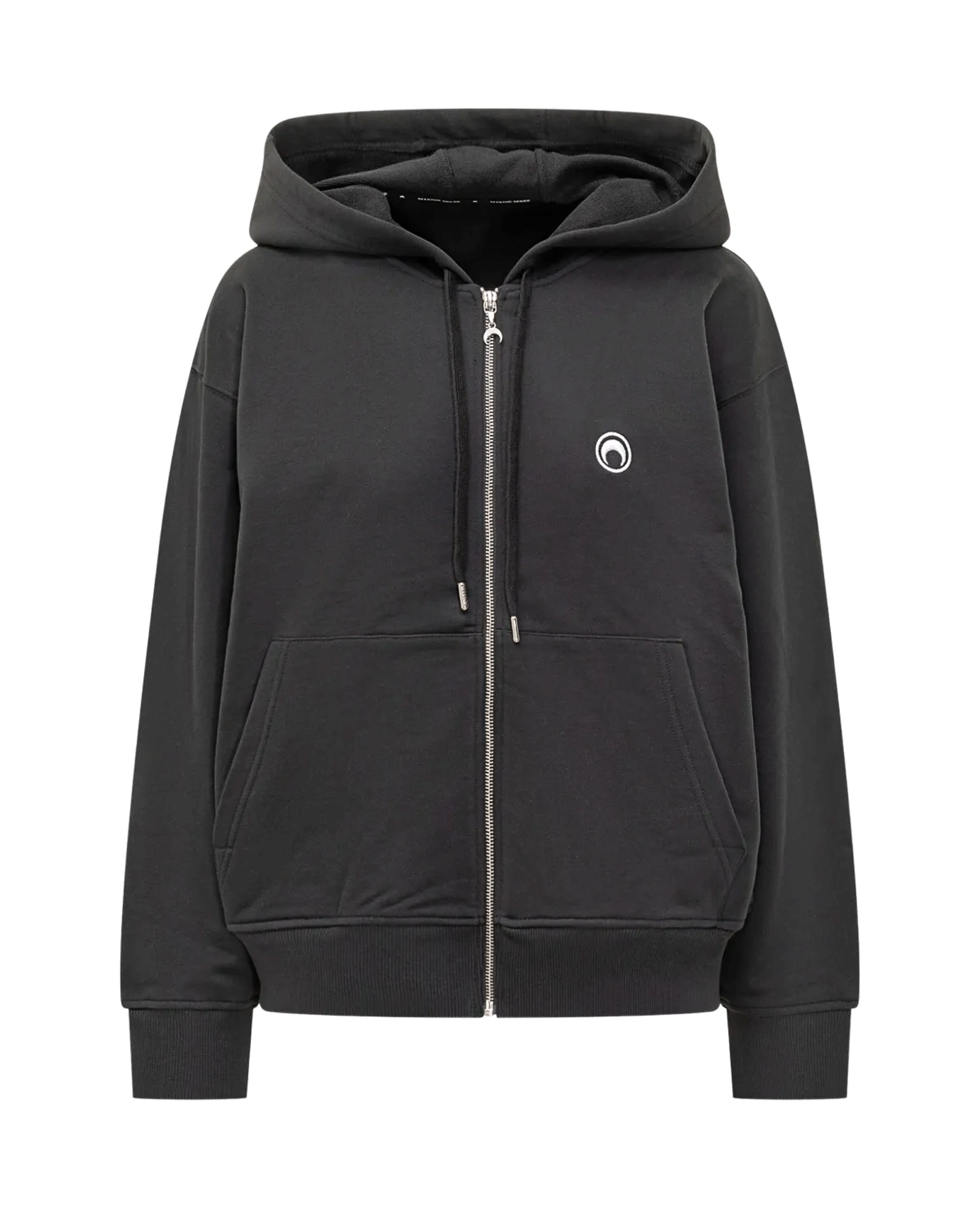 MOON LOGO FLEECE ZIPPED HOODIE / BLACK